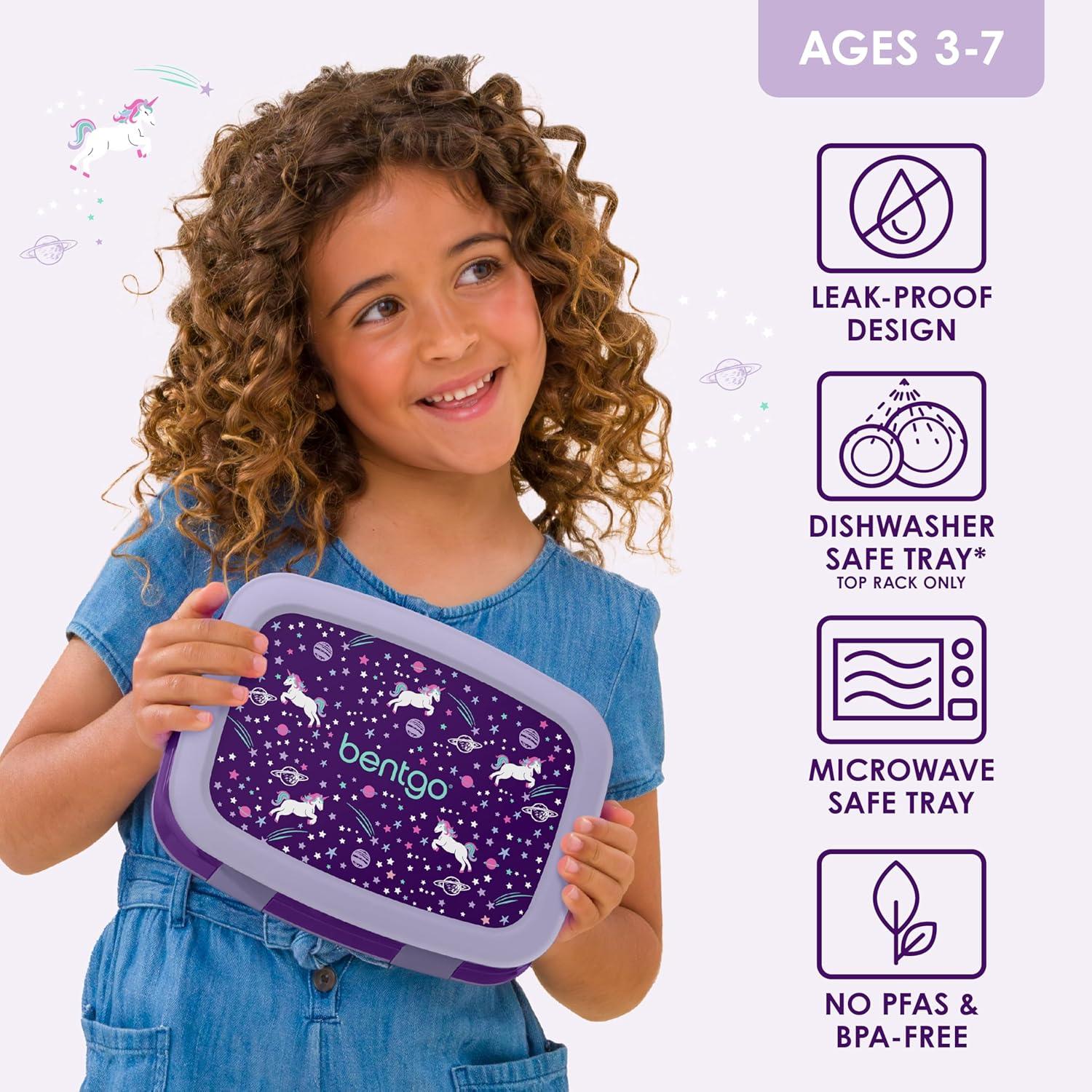 imageBentgo Kids 5Compartment LeakProof BentoStyle Lunch Box Whimsy ampamp Wonder Collection  Ideal for Ages 37 DropProof ampamp Durable Dishwasher Safe ampamp PFAS ampamp BPAFree Materials WavyUnicorn