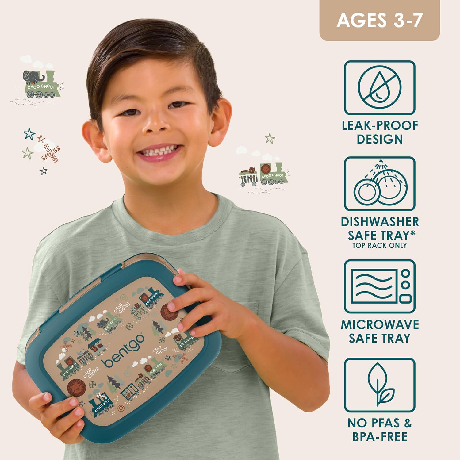 imageBentgo Kids 5Compartment LeakProof BentoStyle Lunch Box Whimsy ampamp Wonder Collection  Ideal for Ages 37 DropProof ampamp Durable Dishwasher Safe ampamp PFAS ampamp BPAFree Materials WavyTrains