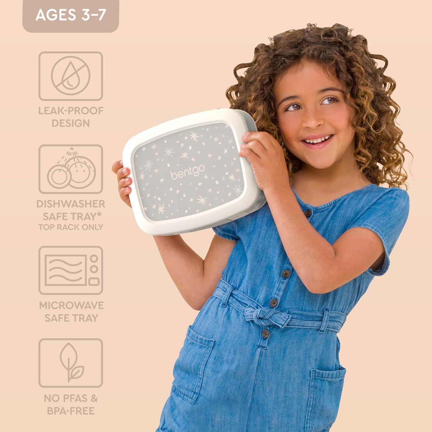 imageBentgo Kids 5Compartment LeakProof BentoStyle Lunch Box Whimsy ampamp Wonder Collection  Ideal for Ages 37 DropProof ampamp Durable Dishwasher Safe ampamp PFAS ampamp BPAFree Materials WavyStarry Sprinkle