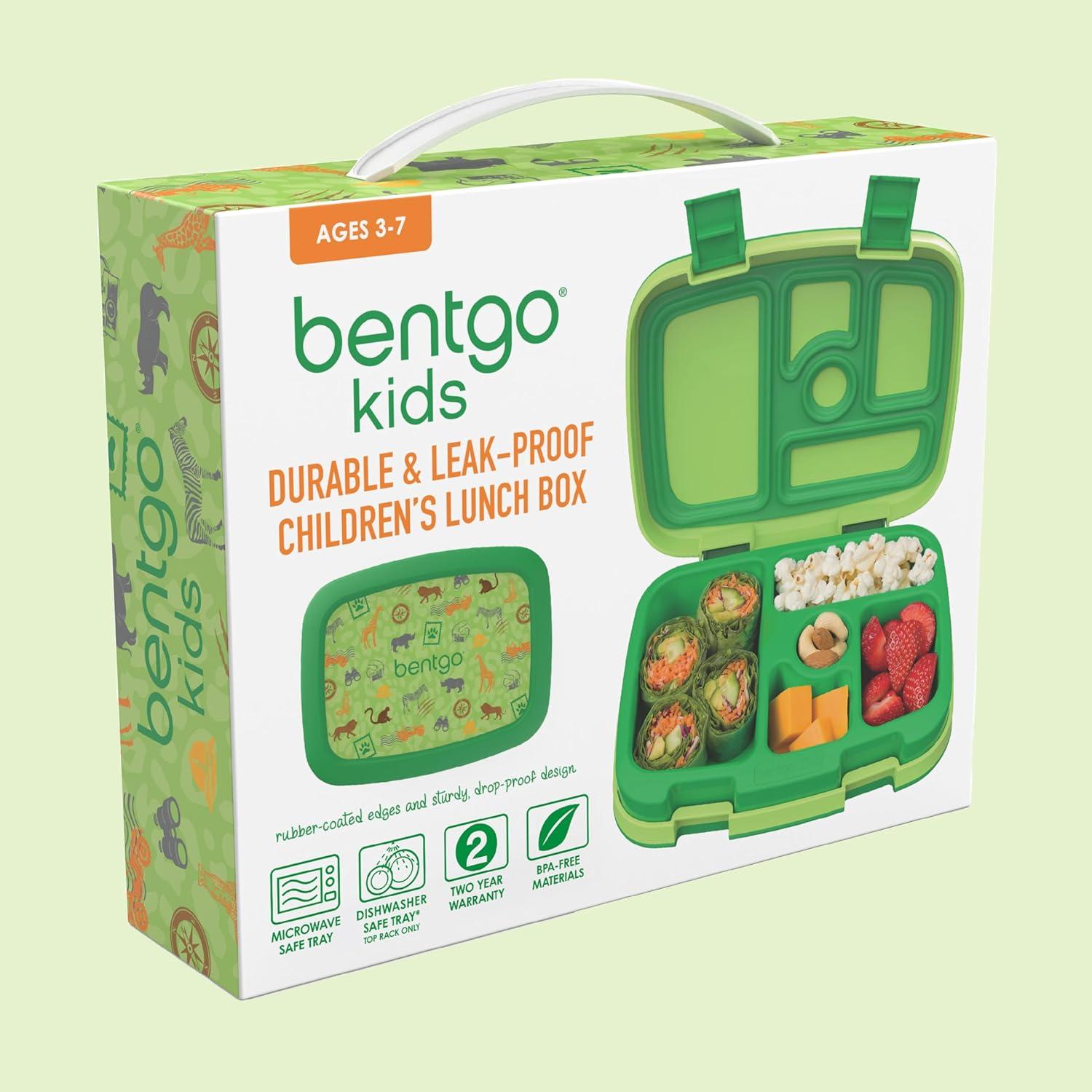 imageBentgo Kids 5Compartment LeakProof BentoStyle Lunch Box Whimsy ampamp Wonder Collection  Ideal for Ages 37 DropProof ampamp Durable Dishwasher Safe ampamp PFAS ampamp BPAFree Materials WavySafari
