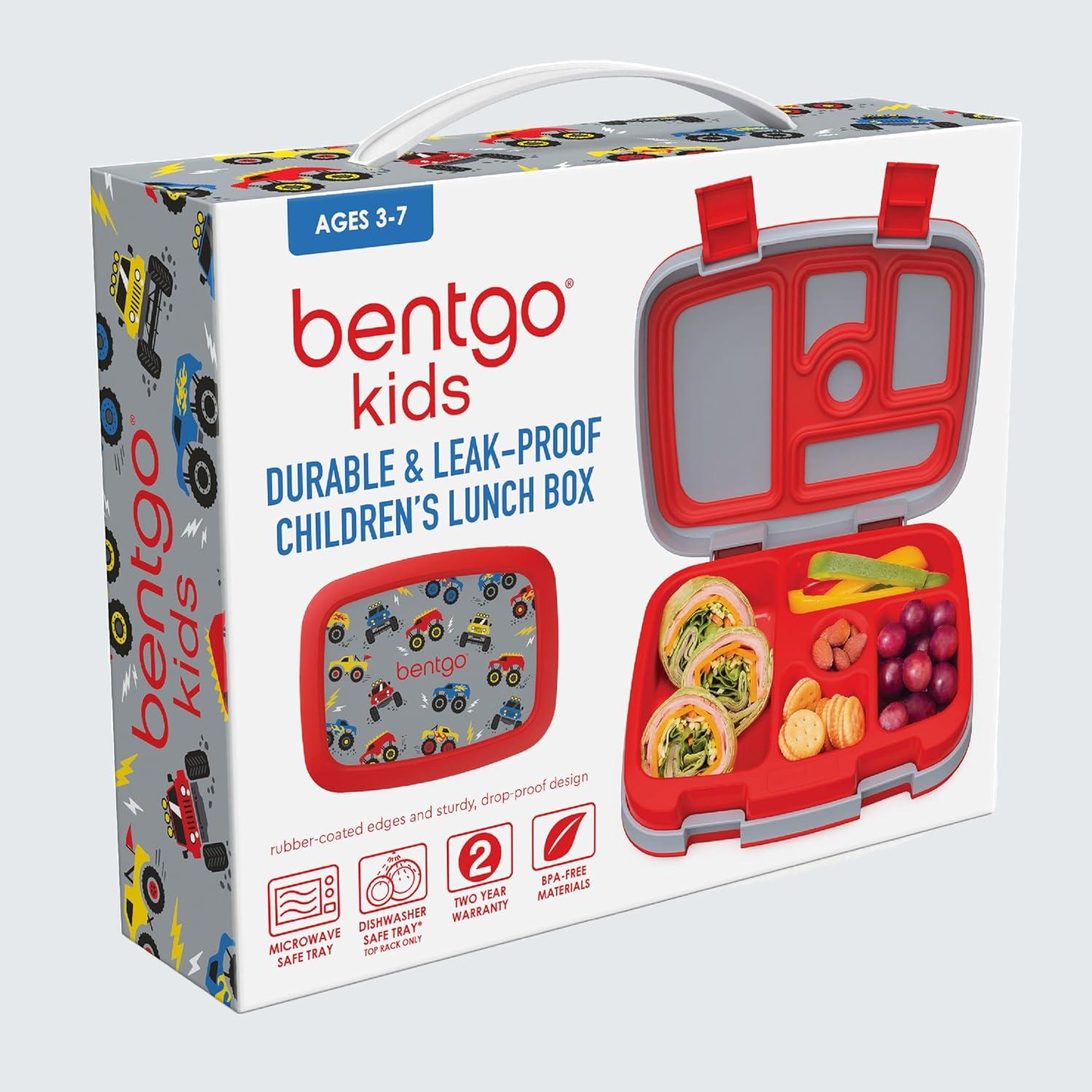 imageBentgo Kids 5Compartment LeakProof BentoStyle Lunch Box Whimsy ampamp Wonder Collection  Ideal for Ages 37 DropProof ampamp Durable Dishwasher Safe ampamp PFAS ampamp BPAFree Materials WavyTrucks