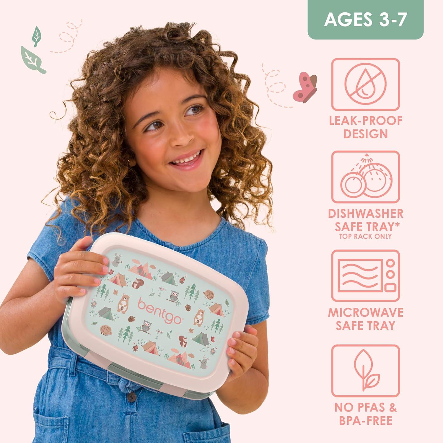 imageBentgo Kids 5Compartment LeakProof BentoStyle Lunch Box Whimsy ampamp Wonder Collection  Ideal for Ages 37 DropProof ampamp Durable Dishwasher Safe ampamp PFAS ampamp BPAFree Materials WavyNature Adventure