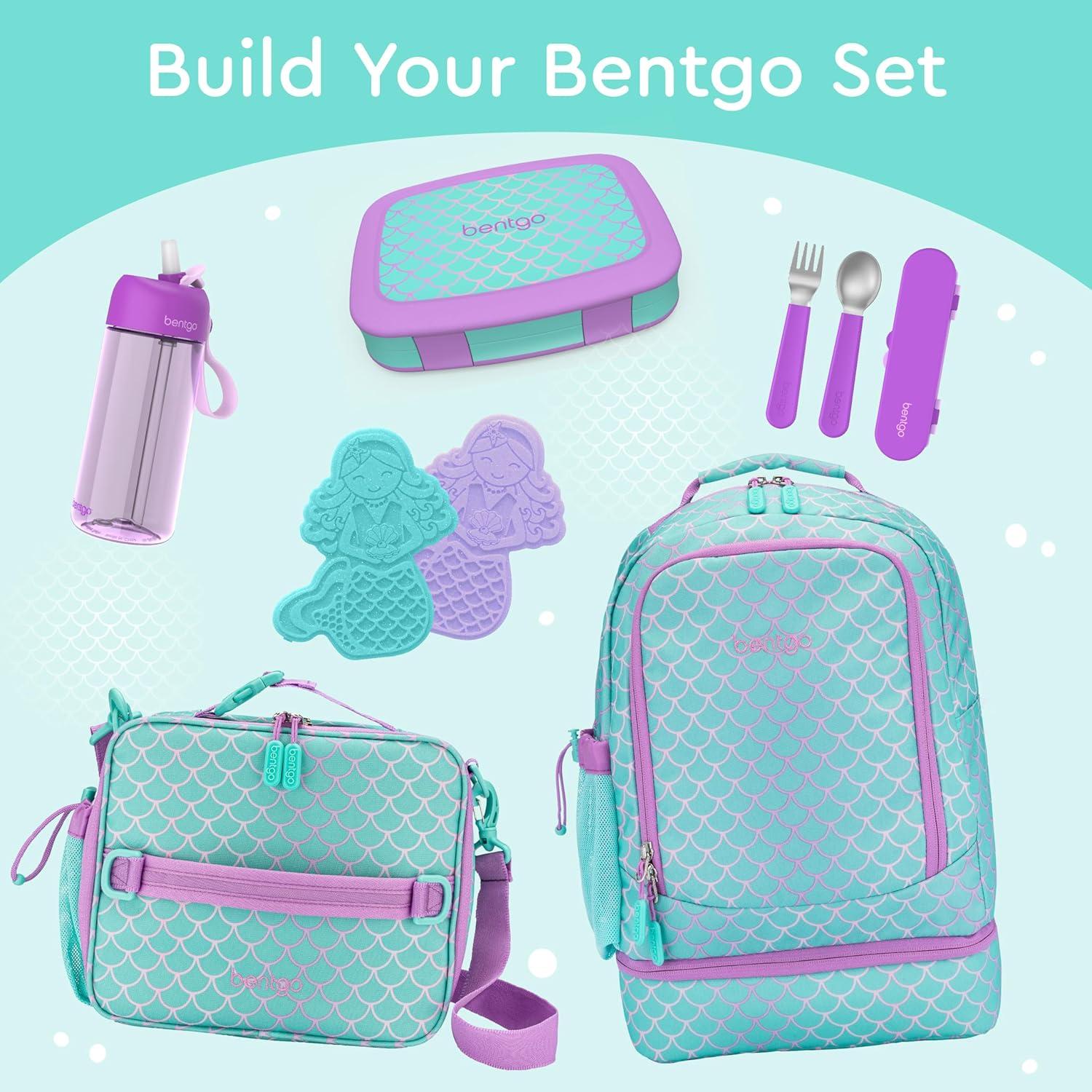 imageBentgo Kids 5Compartment LeakProof BentoStyle Lunch Box Whimsy ampamp Wonder Collection  Ideal for Ages 37 DropProof ampamp Durable Dishwasher Safe ampamp PFAS ampamp BPAFree Materials WavyMermaid Scales
