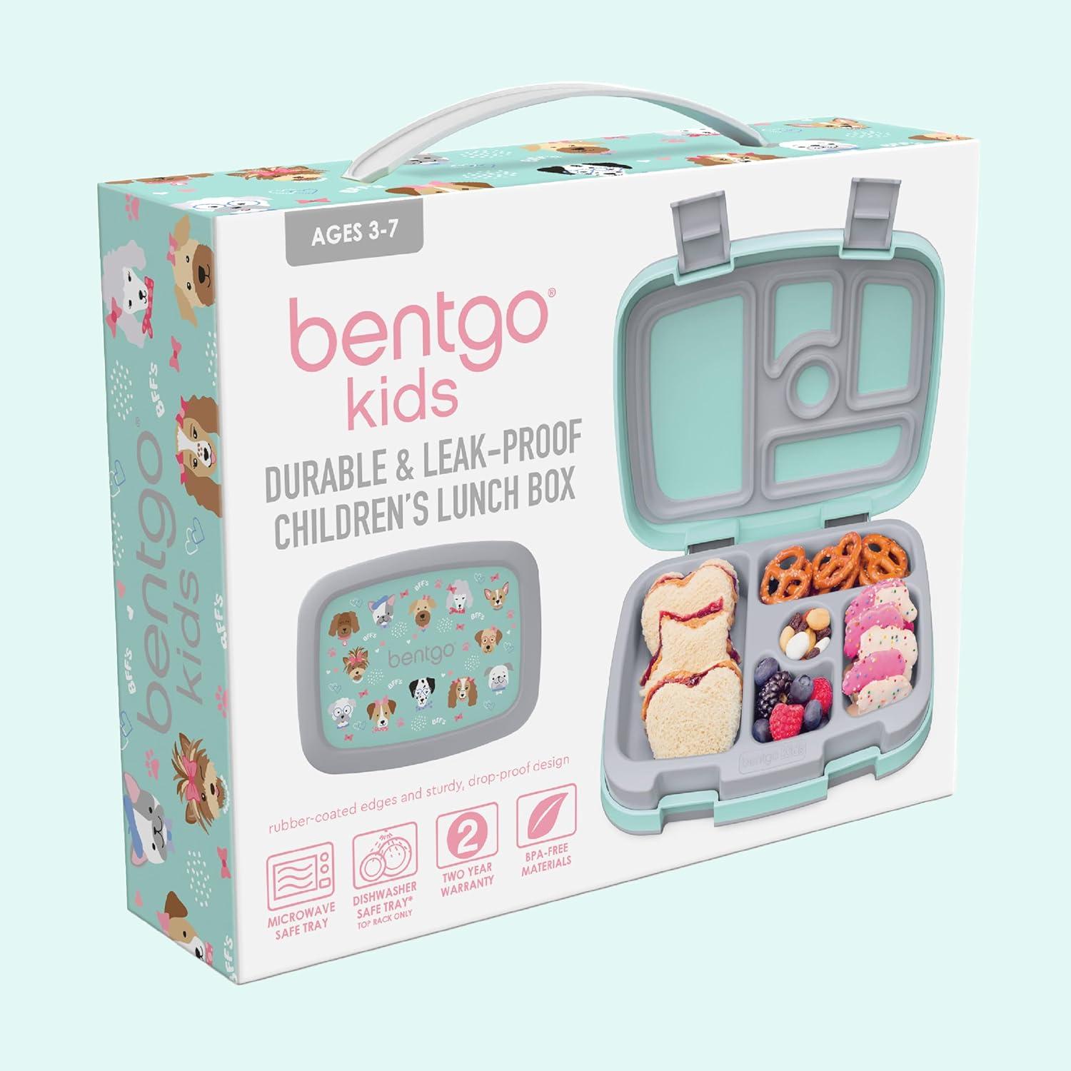 imageBentgo Kids 5Compartment LeakProof BentoStyle Lunch Box Whimsy ampamp Wonder Collection  Ideal for Ages 37 DropProof ampamp Durable Dishwasher Safe ampamp PFAS ampamp BPAFree Materials WavyPuppy Love