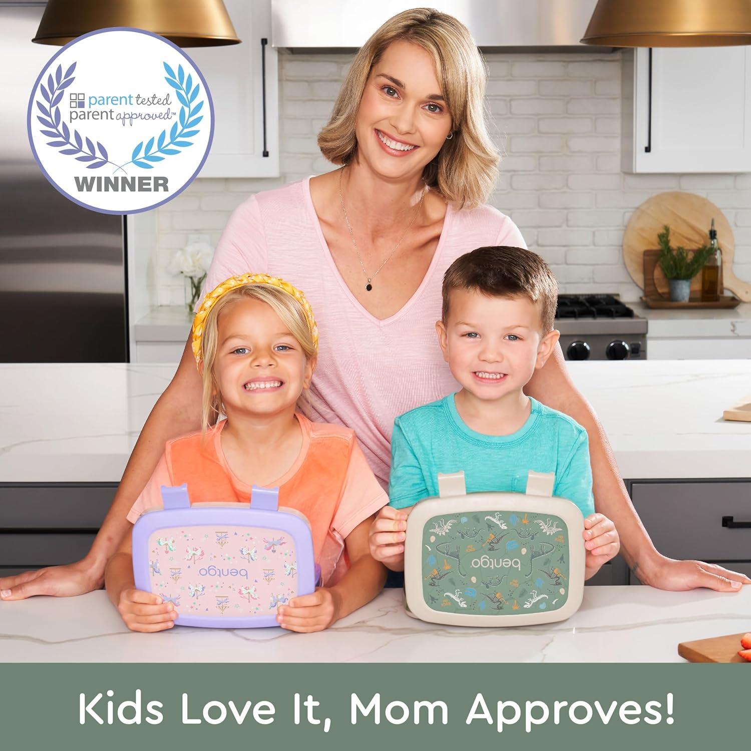imageBentgo Kids 5Compartment LeakProof BentoStyle Lunch Box Whimsy ampamp Wonder Collection  Ideal for Ages 37 DropProof ampamp Durable Dishwasher Safe ampamp PFAS ampamp BPAFree Materials WavyDino Fossils