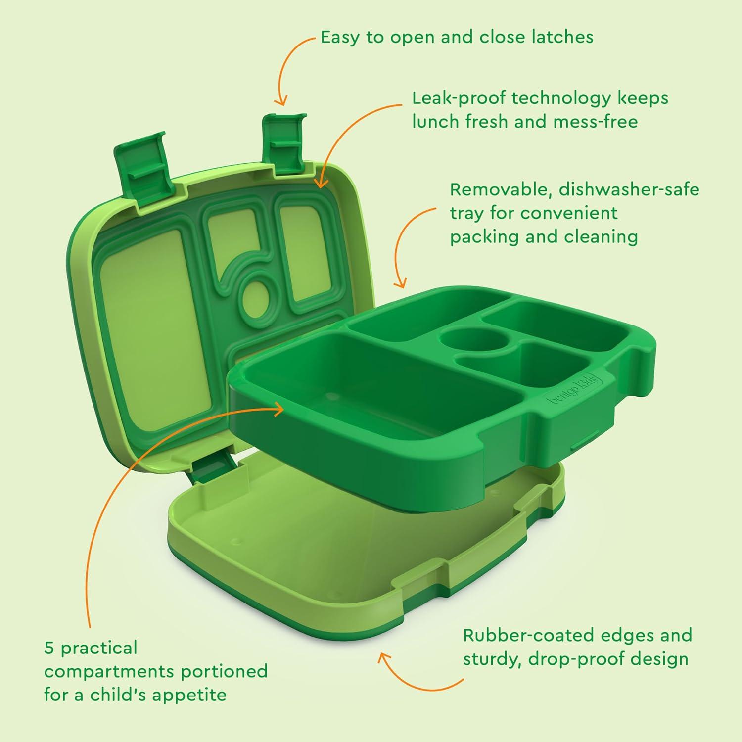 imageBentgo Kids 5Compartment LeakProof BentoStyle Lunch Box Whimsy ampamp Wonder Collection  Ideal for Ages 37 DropProof ampamp Durable Dishwasher Safe ampamp PFAS ampamp BPAFree Materials WavySafari