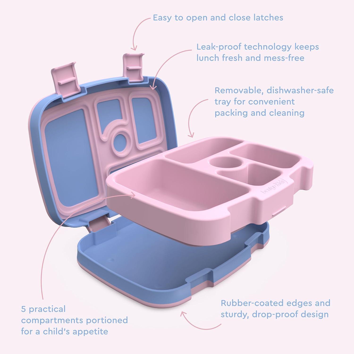 imageBentgo Kids 5Compartment LeakProof BentoStyle Lunch Box Whimsy ampamp Wonder Collection  Ideal for Ages 37 DropProof ampamp Durable Dishwasher Safe ampamp PFAS ampamp BPAFree Materials WavyLavender Galaxy
