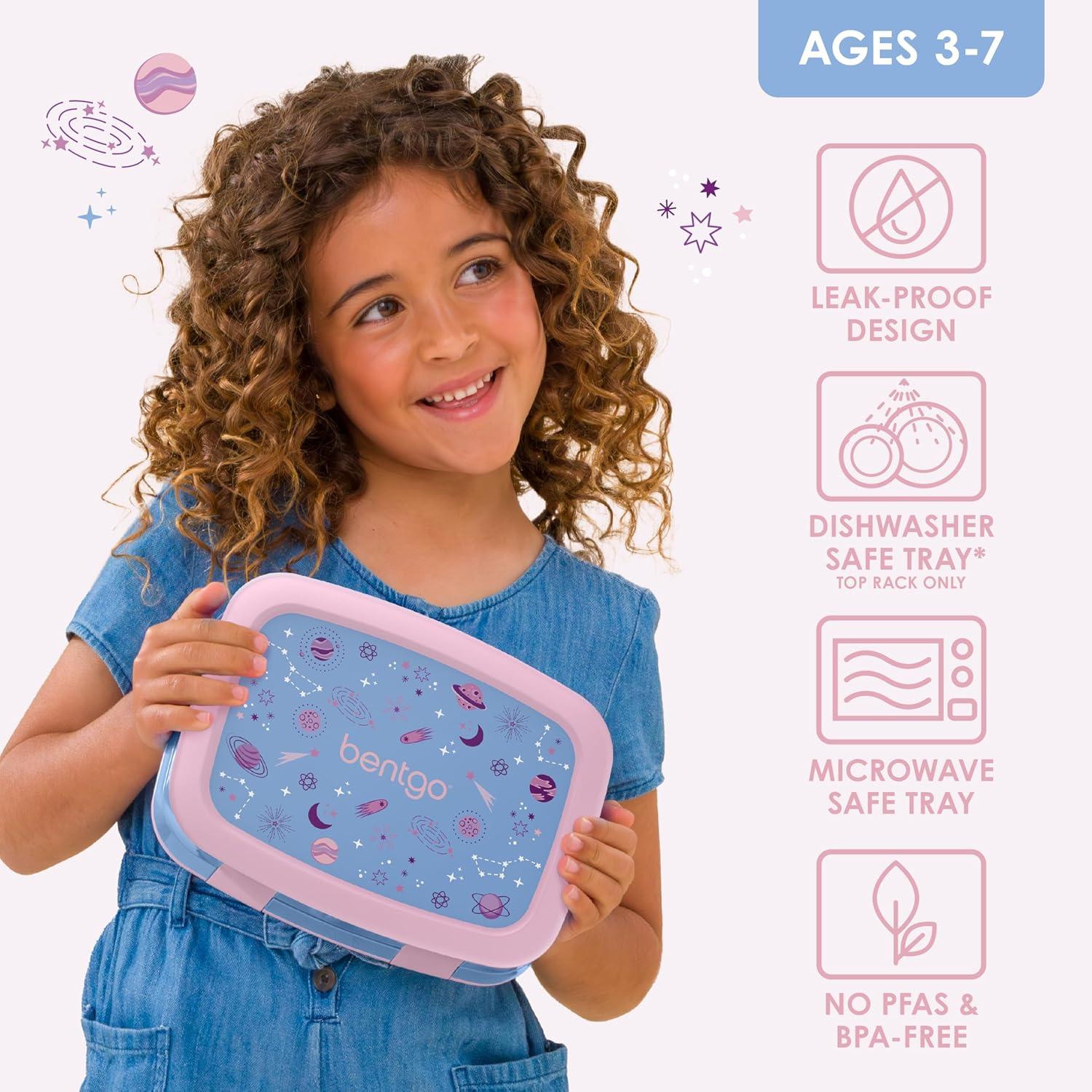 imageBentgo Kids 5Compartment LeakProof BentoStyle Lunch Box Whimsy ampamp Wonder Collection  Ideal for Ages 37 DropProof ampamp Durable Dishwasher Safe ampamp PFAS ampamp BPAFree Materials WavyLavender Galaxy