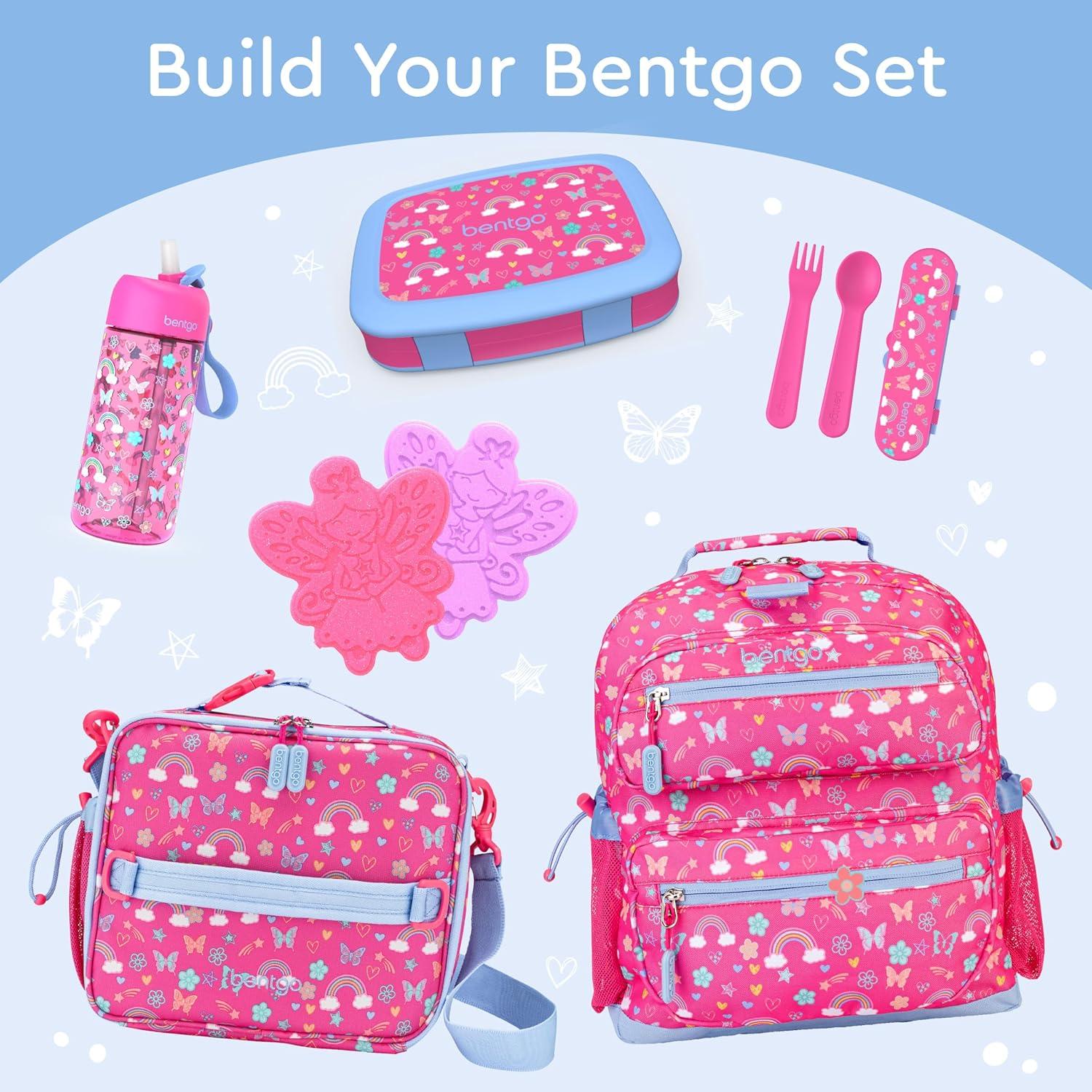 imageBentgo Kids 5Compartment LeakProof BentoStyle Lunch Box Whimsy ampamp Wonder Collection  Ideal for Ages 37 DropProof ampamp Durable Dishwasher Safe ampamp PFAS ampamp BPAFree Materials WavyRainbows and Butterflies