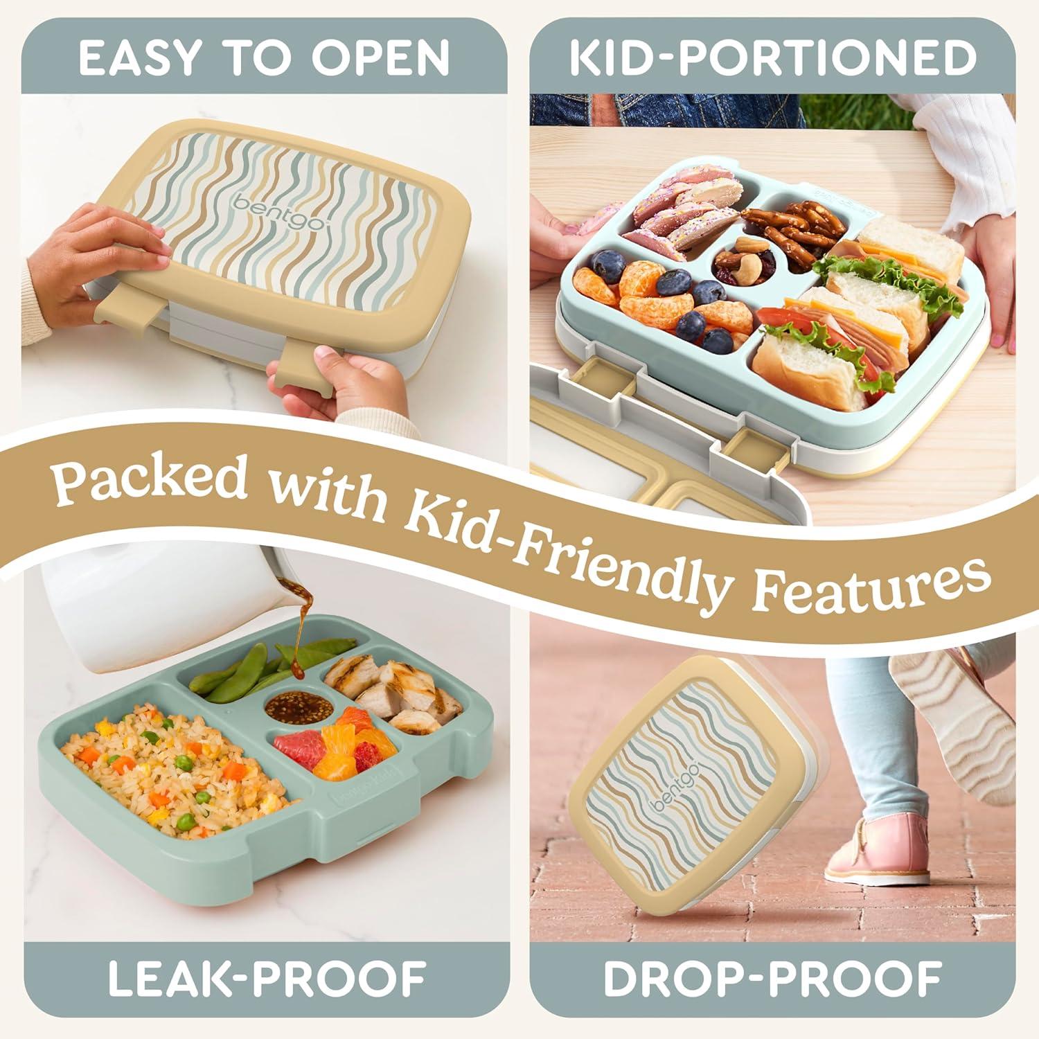 imageBentgo Kids 5Compartment LeakProof BentoStyle Lunch Box Whimsy ampamp Wonder Collection  Ideal for Ages 37 DropProof ampamp Durable Dishwasher Safe ampamp PFAS ampamp BPAFree Materials WavyWavy