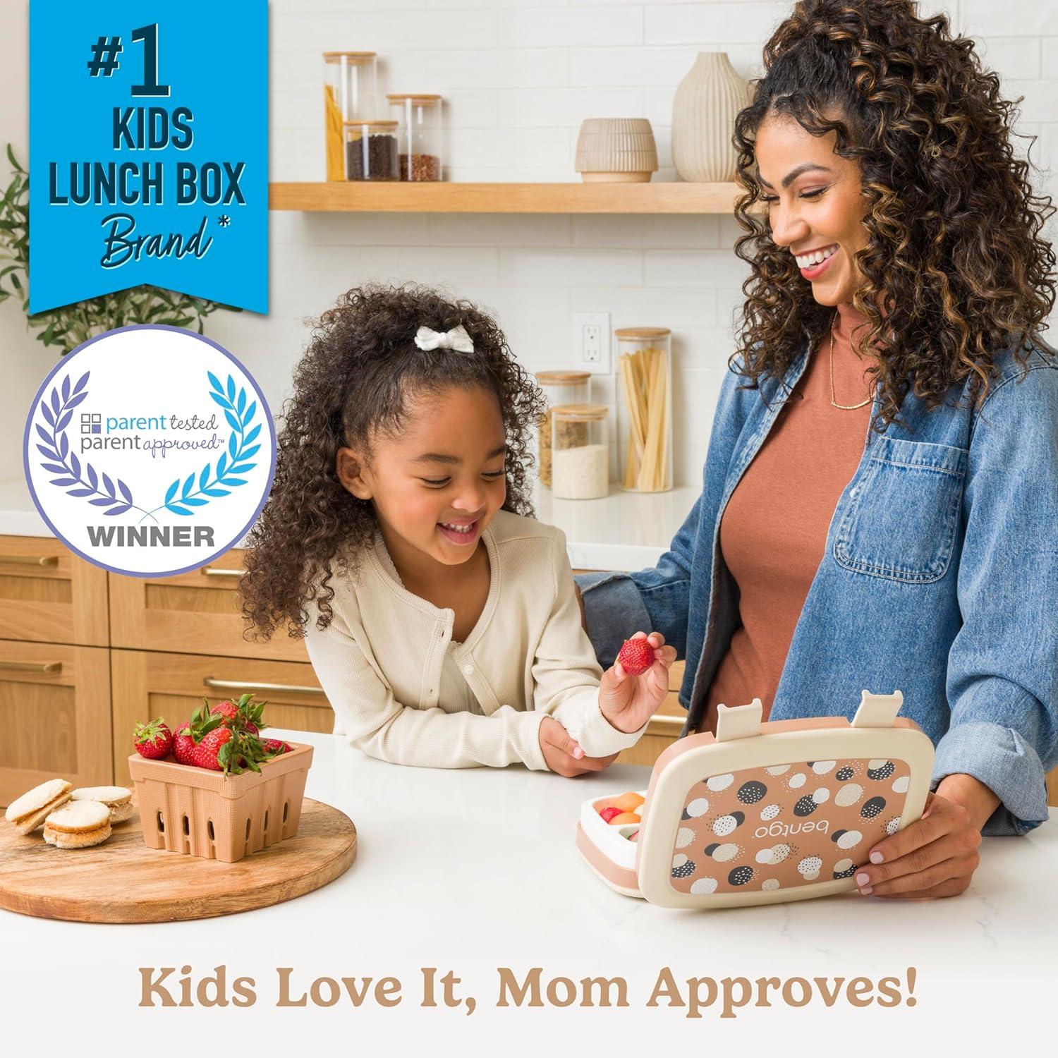 imageBentgo Kids 5Compartment LeakProof BentoStyle Lunch Box Whimsy ampamp Wonder Collection  Ideal for Ages 37 DropProof ampamp Durable Dishwasher Safe ampamp PFAS ampamp BPAFree Materials WavySpots  Dots