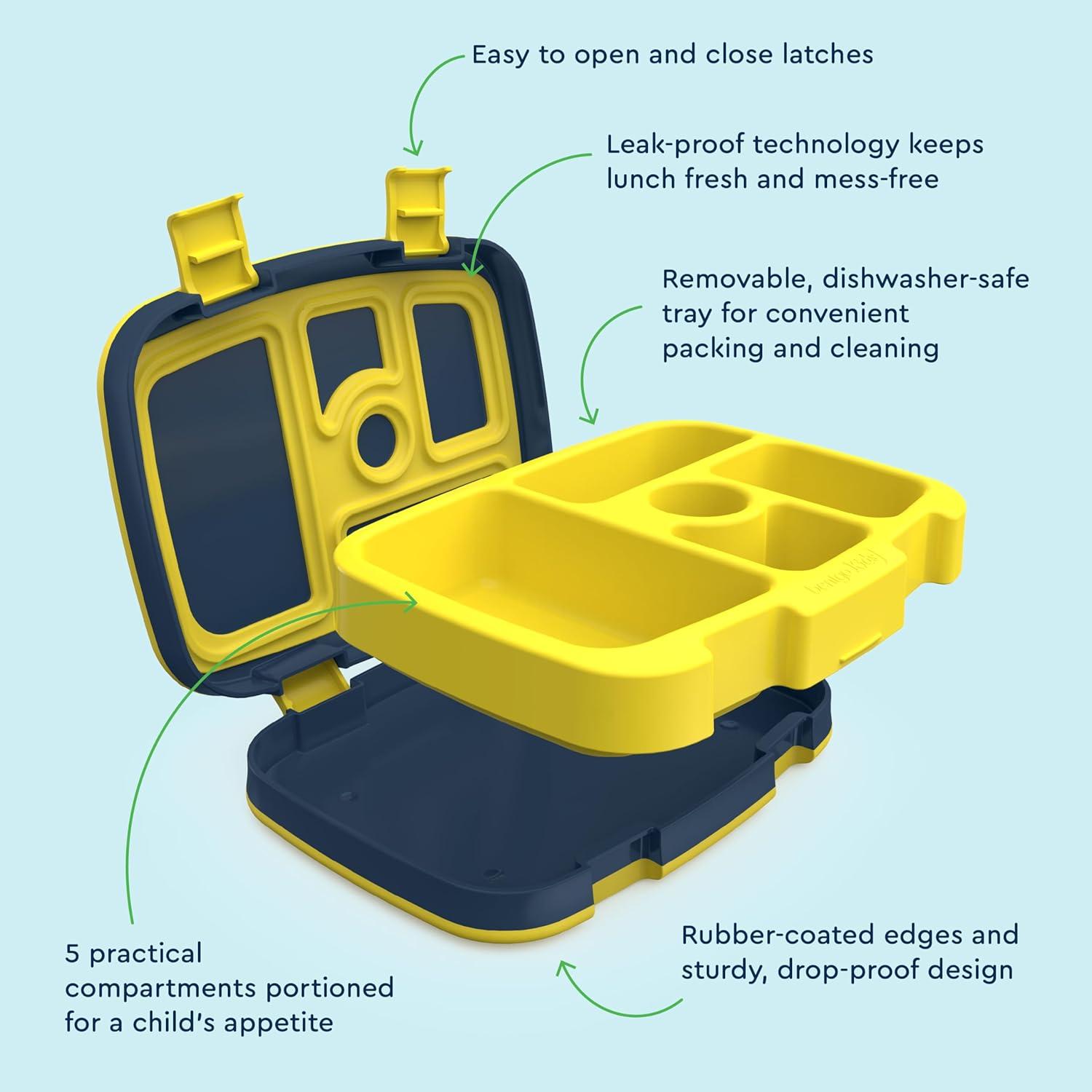 imageBentgo Kids 5Compartment LeakProof BentoStyle Lunch Box Whimsy ampamp Wonder Collection  Ideal for Ages 37 DropProof ampamp Durable Dishwasher Safe ampamp PFAS ampamp BPAFree Materials WavySpace