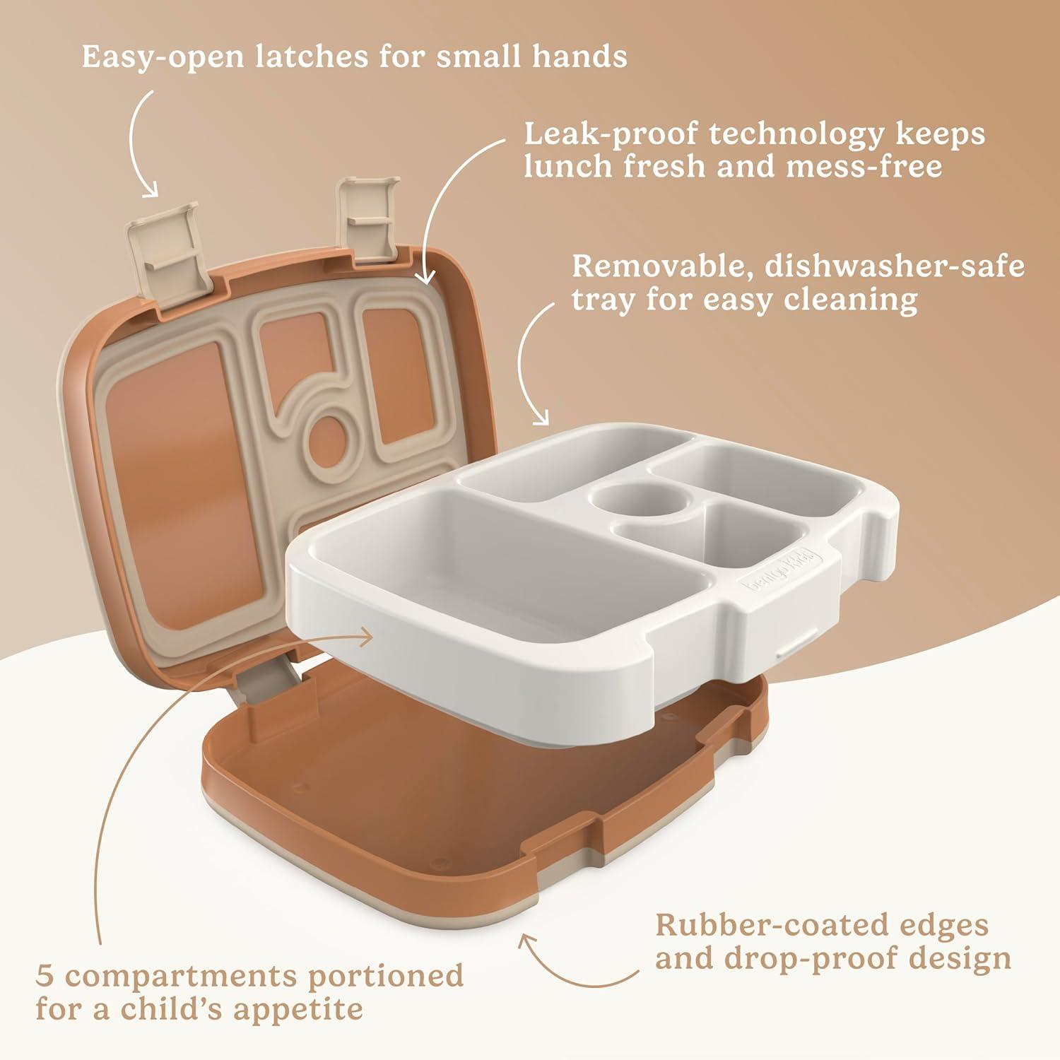 imageBentgo Kids 5Compartment LeakProof BentoStyle Lunch Box Whimsy ampamp Wonder Collection  Ideal for Ages 37 DropProof ampamp Durable Dishwasher Safe ampamp PFAS ampamp BPAFree Materials WavySpots  Dots