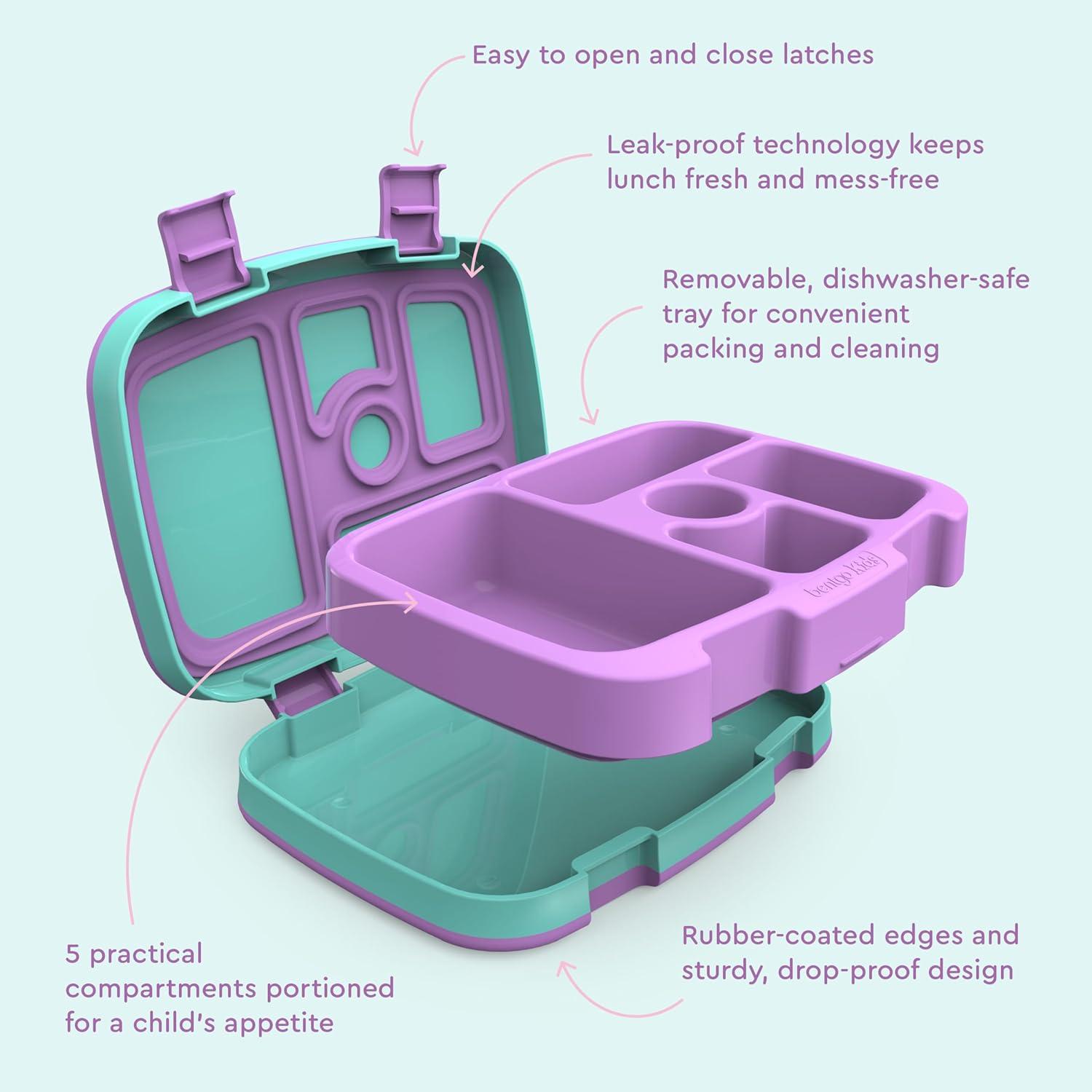 imageBentgo Kids 5Compartment LeakProof BentoStyle Lunch Box Whimsy ampamp Wonder Collection  Ideal for Ages 37 DropProof ampamp Durable Dishwasher Safe ampamp PFAS ampamp BPAFree Materials WavyMermaid Scales
