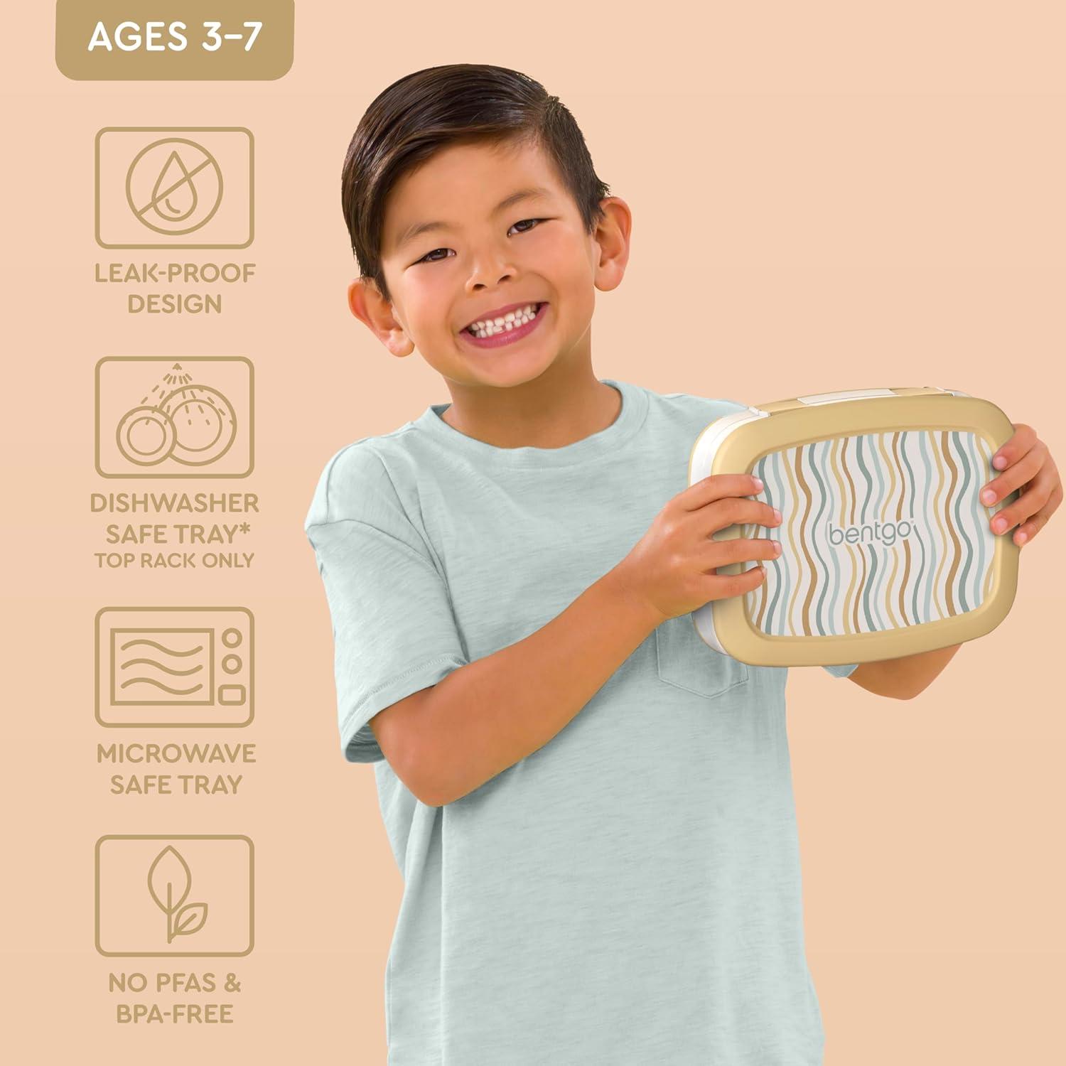 imageBentgo Kids 5Compartment LeakProof BentoStyle Lunch Box Whimsy ampamp Wonder Collection  Ideal for Ages 37 DropProof ampamp Durable Dishwasher Safe ampamp PFAS ampamp BPAFree Materials WavyWavy