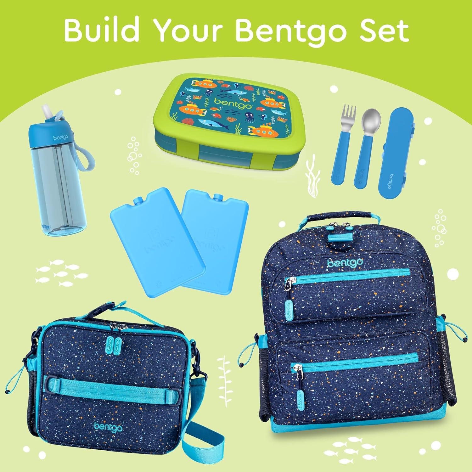 imageBentgo Kids 5Compartment LeakProof BentoStyle Lunch Box Whimsy ampamp Wonder Collection  Ideal for Ages 37 DropProof ampamp Durable Dishwasher Safe ampamp PFAS ampamp BPAFree Materials WavySubmarine