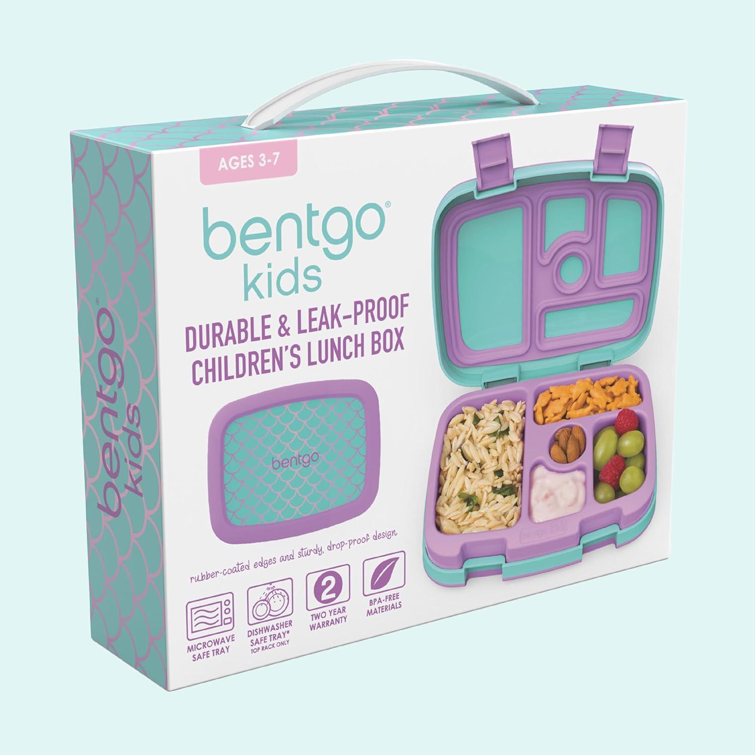imageBentgo Kids 5Compartment LeakProof BentoStyle Lunch Box Whimsy ampamp Wonder Collection  Ideal for Ages 37 DropProof ampamp Durable Dishwasher Safe ampamp PFAS ampamp BPAFree Materials WavyMermaid Scales