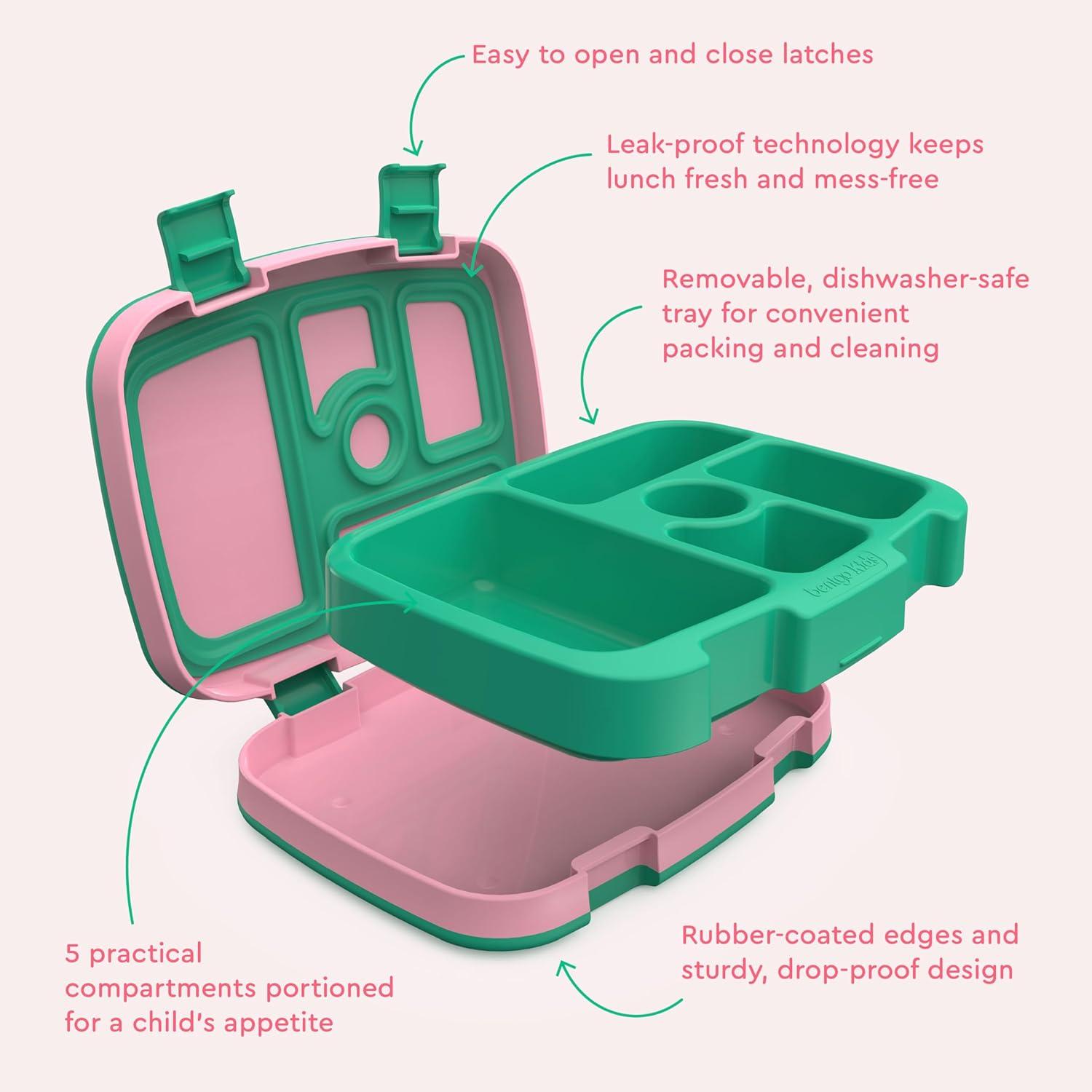 imageBentgo Kids 5Compartment LeakProof BentoStyle Lunch Box Whimsy ampamp Wonder Collection  Ideal for Ages 37 DropProof ampamp Durable Dishwasher Safe ampamp PFAS ampamp BPAFree Materials WavyTropical