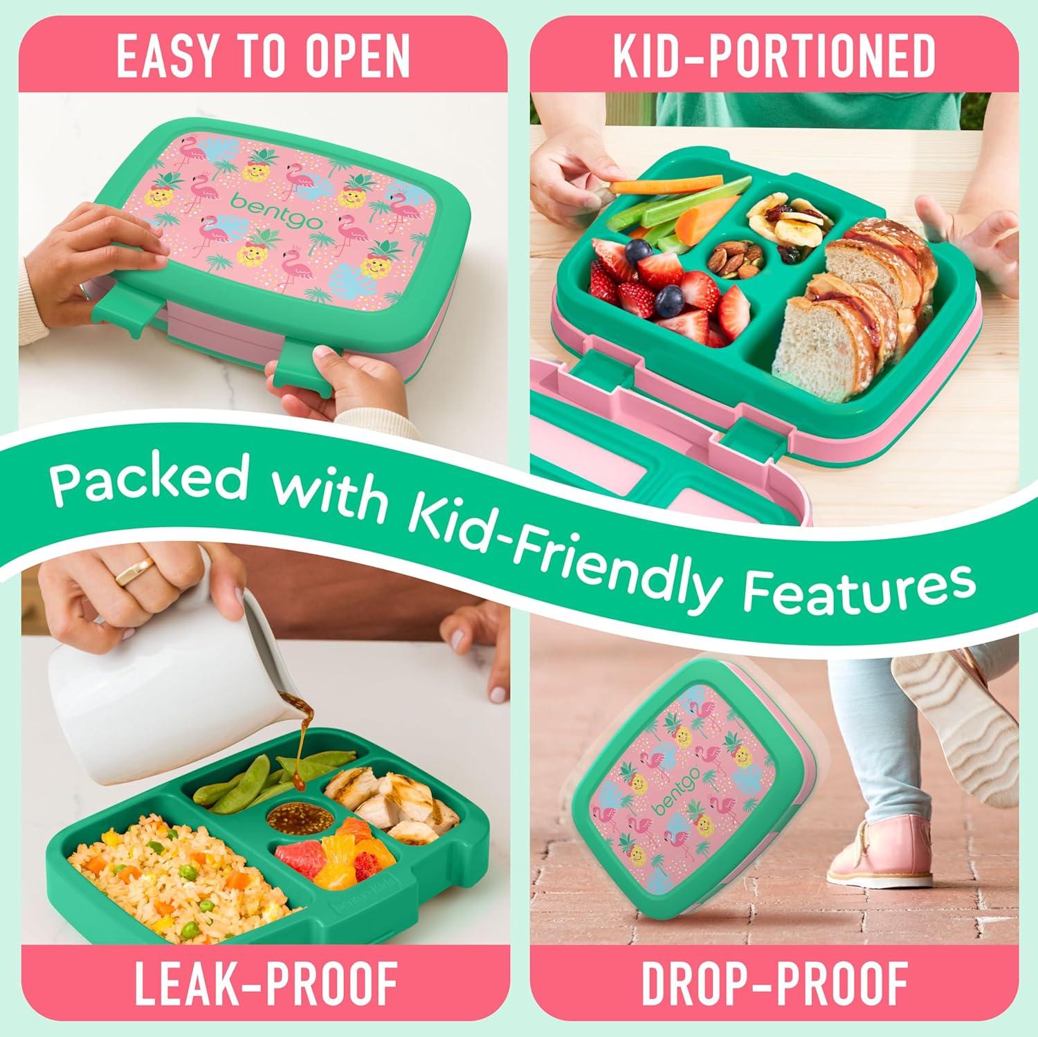 imageBentgo Kids 5Compartment LeakProof BentoStyle Lunch Box Whimsy ampamp Wonder Collection  Ideal for Ages 37 DropProof ampamp Durable Dishwasher Safe ampamp PFAS ampamp BPAFree Materials WavyTropical
