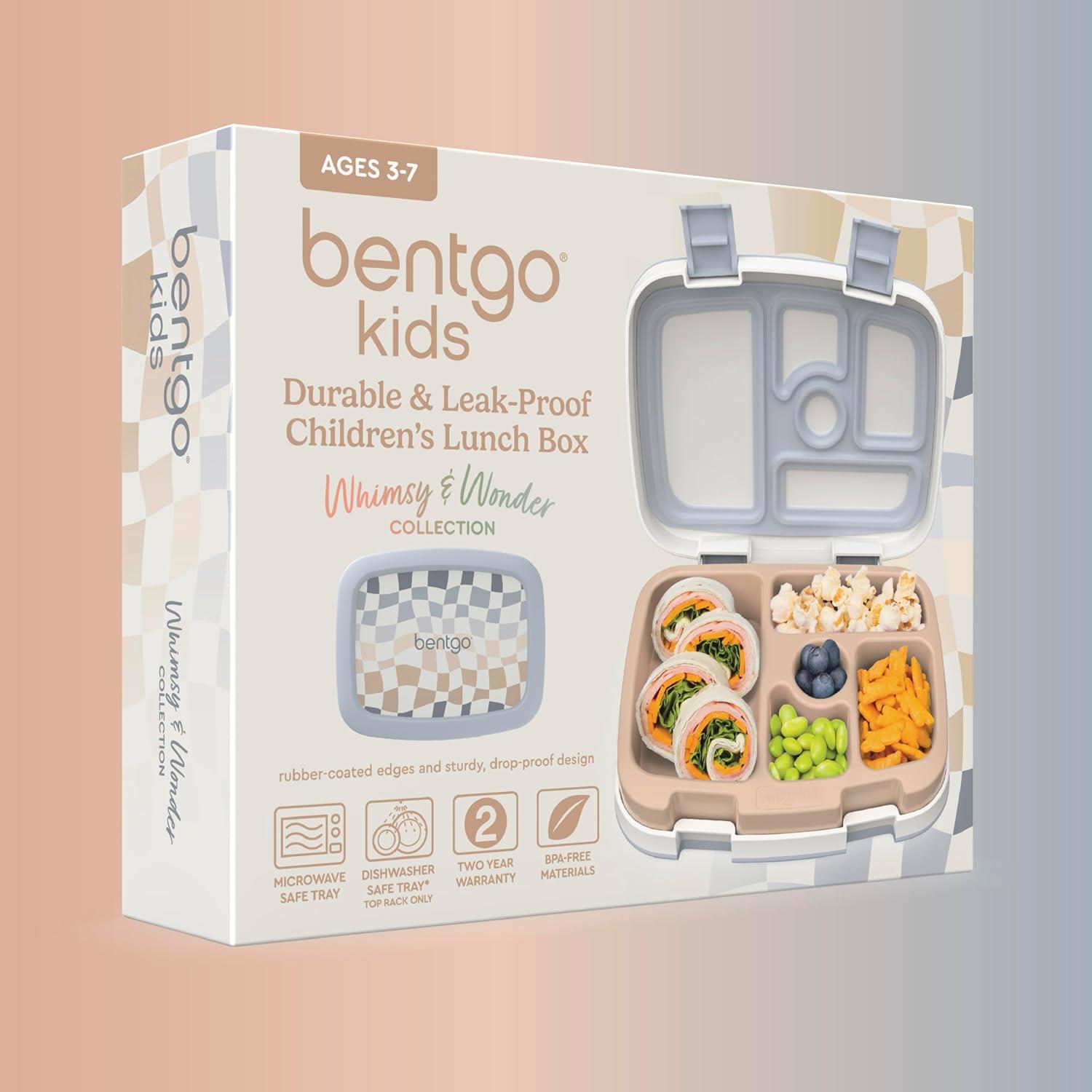 imageBentgo Kids 5Compartment LeakProof BentoStyle Lunch Box Whimsy ampamp Wonder Collection  Ideal for Ages 37 DropProof ampamp Durable Dishwasher Safe ampamp PFAS ampamp BPAFree Materials WavyChecker Gradient