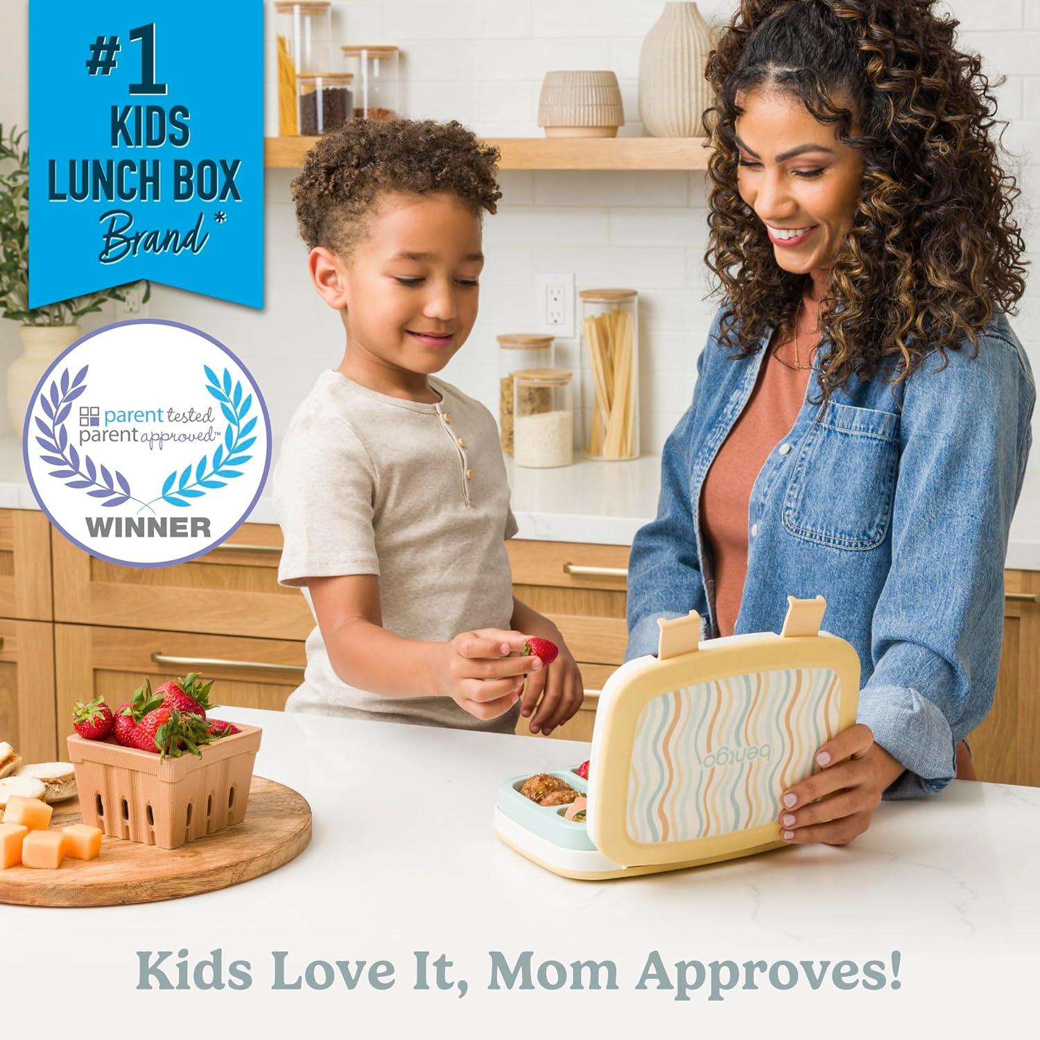 imageBentgo Kids 5Compartment LeakProof BentoStyle Lunch Box Whimsy ampamp Wonder Collection  Ideal for Ages 37 DropProof ampamp Durable Dishwasher Safe ampamp PFAS ampamp BPAFree Materials WavyWavy