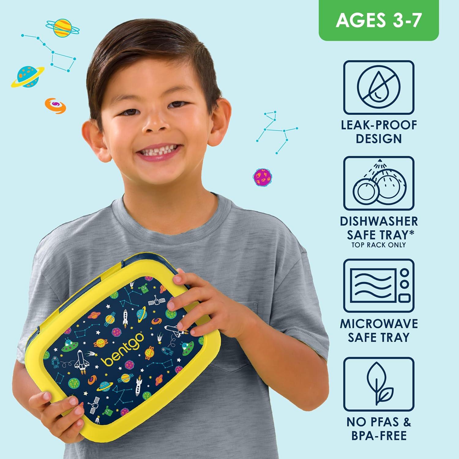 imageBentgo Kids 5Compartment LeakProof BentoStyle Lunch Box Whimsy ampamp Wonder Collection  Ideal for Ages 37 DropProof ampamp Durable Dishwasher Safe ampamp PFAS ampamp BPAFree Materials WavySpace