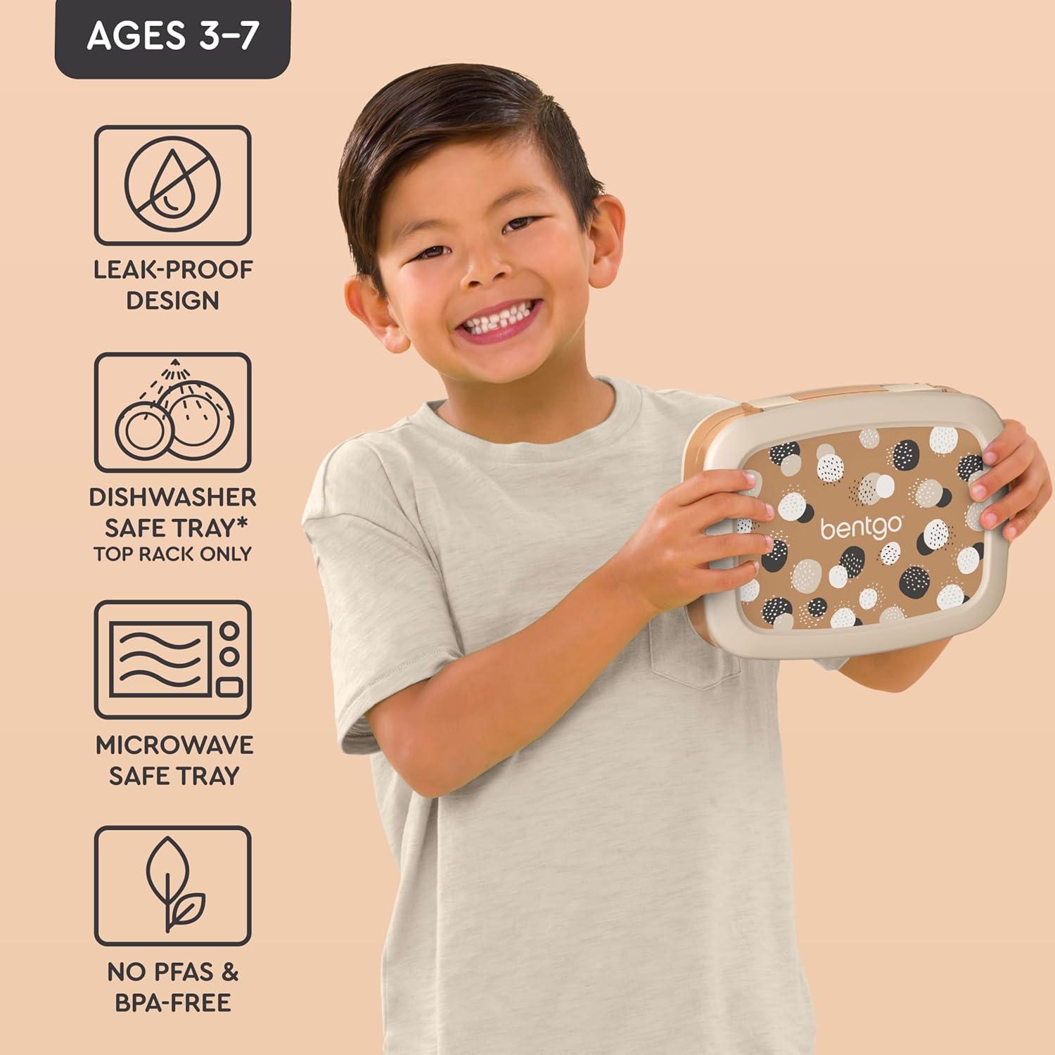 imageBentgo Kids 5Compartment LeakProof BentoStyle Lunch Box Whimsy ampamp Wonder Collection  Ideal for Ages 37 DropProof ampamp Durable Dishwasher Safe ampamp PFAS ampamp BPAFree Materials WavySpots  Dots