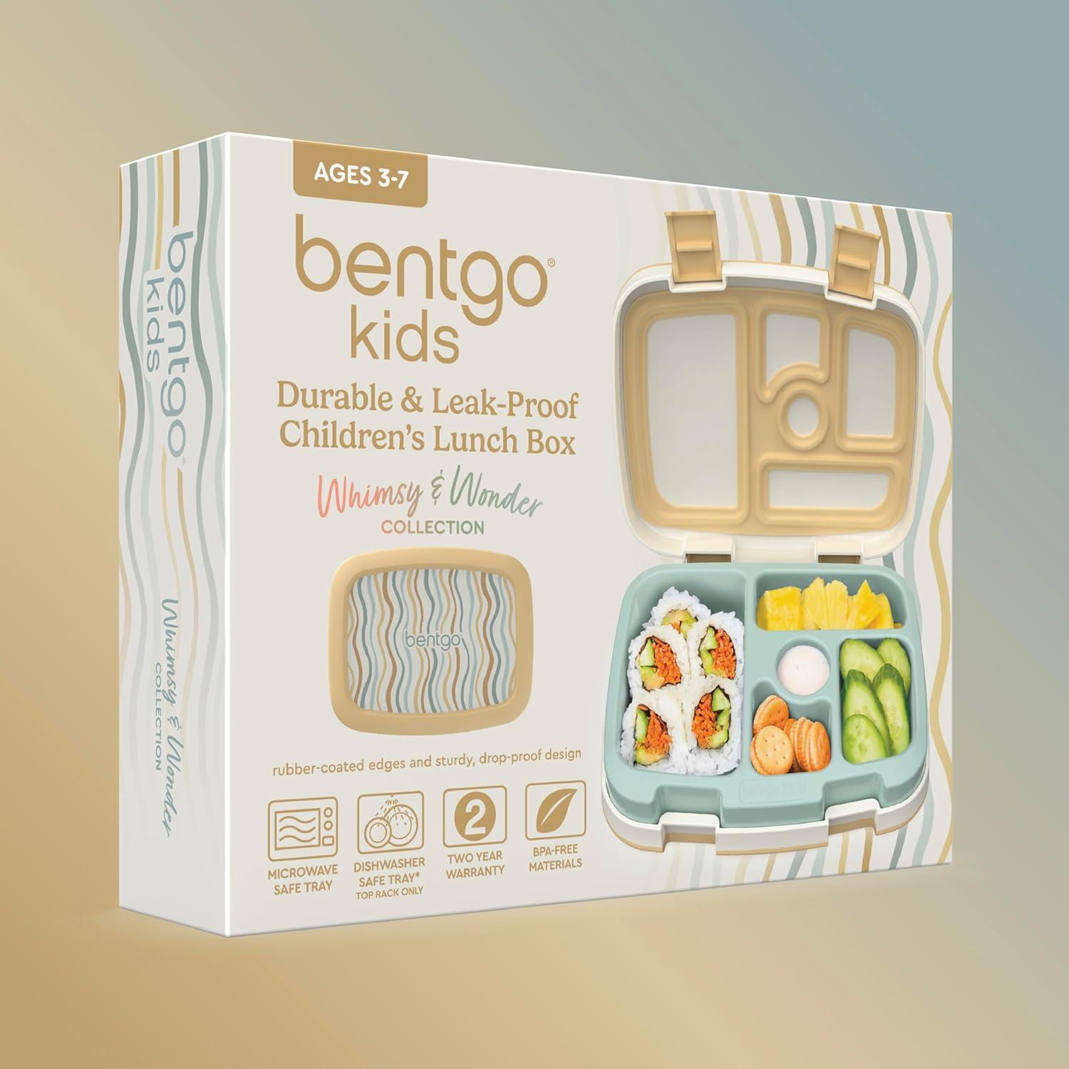 imageBentgo Kids 5Compartment LeakProof BentoStyle Lunch Box Whimsy ampamp Wonder Collection  Ideal for Ages 37 DropProof ampamp Durable Dishwasher Safe ampamp PFAS ampamp BPAFree Materials WavyWavy