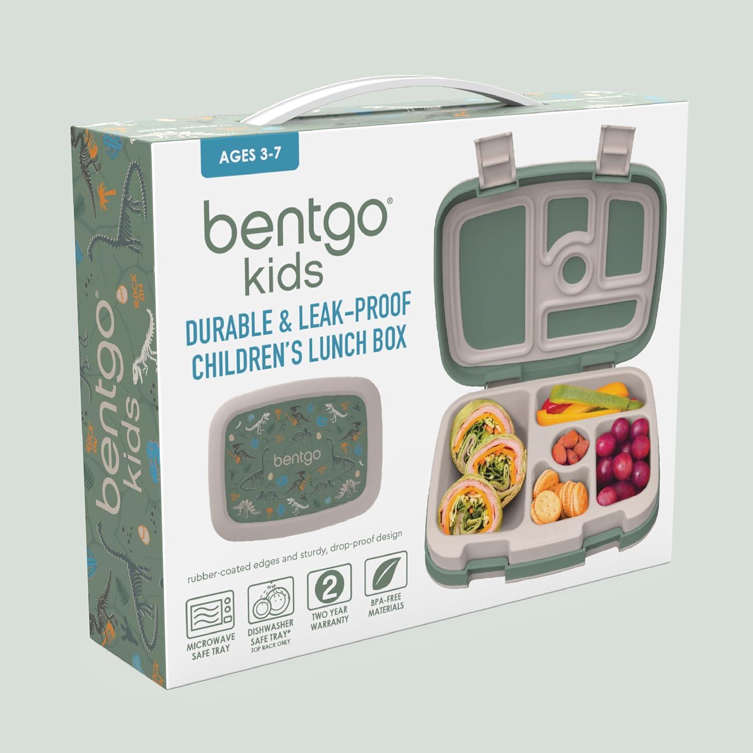 imageBentgo Kids 5Compartment LeakProof BentoStyle Lunch Box Whimsy ampamp Wonder Collection  Ideal for Ages 37 DropProof ampamp Durable Dishwasher Safe ampamp PFAS ampamp BPAFree Materials WavyDino Fossils