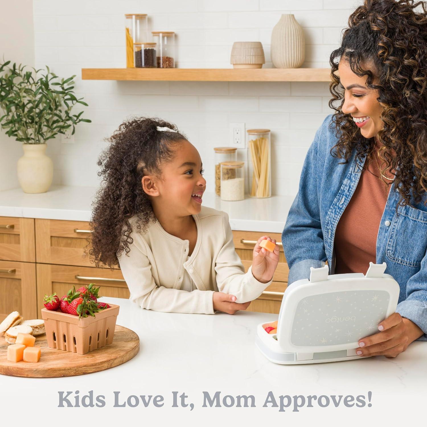 imageBentgo Kids 5Compartment LeakProof BentoStyle Lunch Box Whimsy ampamp Wonder Collection  Ideal for Ages 37 DropProof ampamp Durable Dishwasher Safe ampamp PFAS ampamp BPAFree Materials WavyStarry Sprinkle