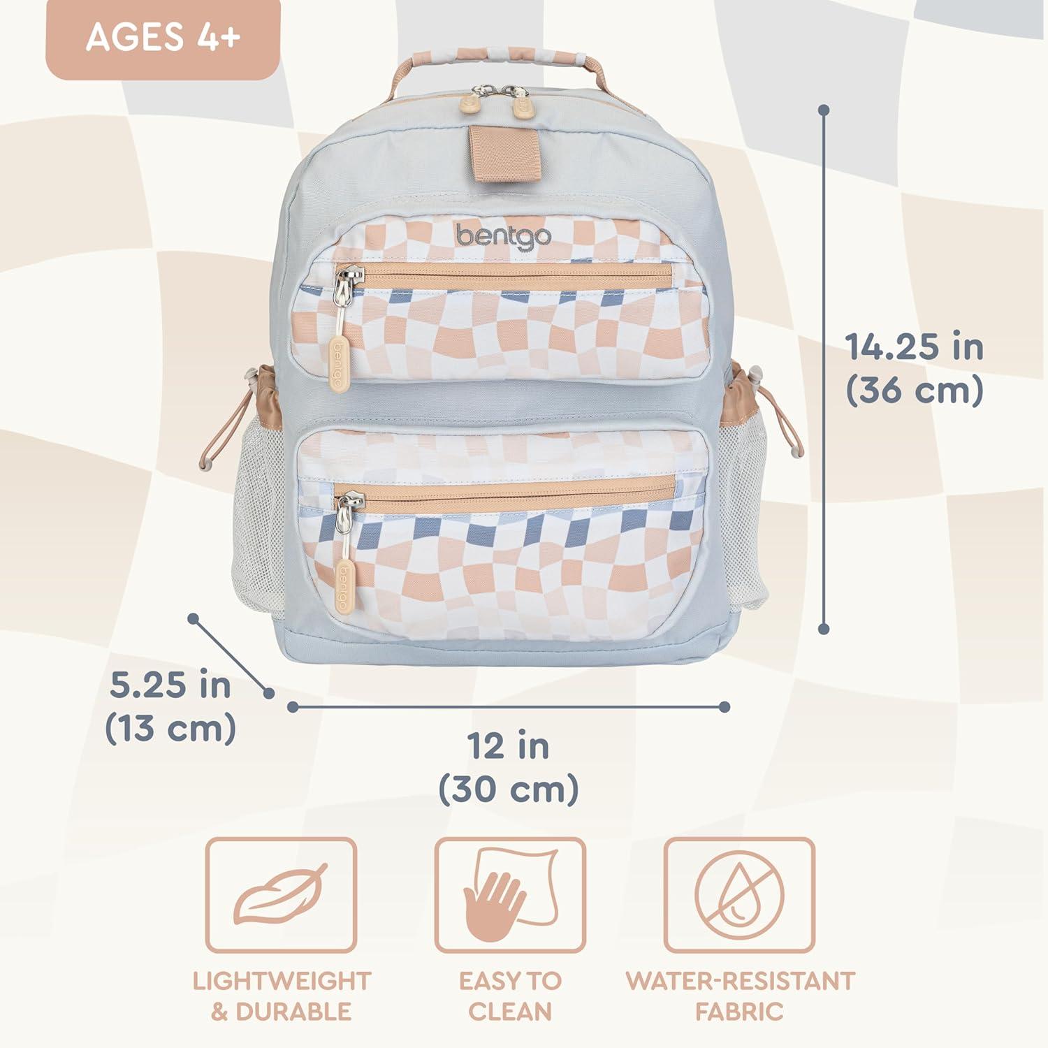 imageBentgo Kids Backpack Whimsy ampamp Wonder Collection  Lightweight 14 for School Travel ampamp Daycare  Ideal for Kids 4 Durable ampamp WaterResistant Roomy Interior Loop for Lunch Bag Checker GradientChecker Gradient