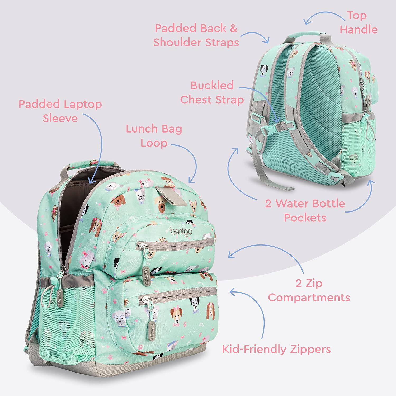 imageBentgo Kids Backpack Whimsy ampamp Wonder Collection  Lightweight 14 for School Travel ampamp Daycare  Ideal for Kids 4 Durable ampamp WaterResistant Roomy Interior Loop for Lunch Bag Checker GradientPuppy Love