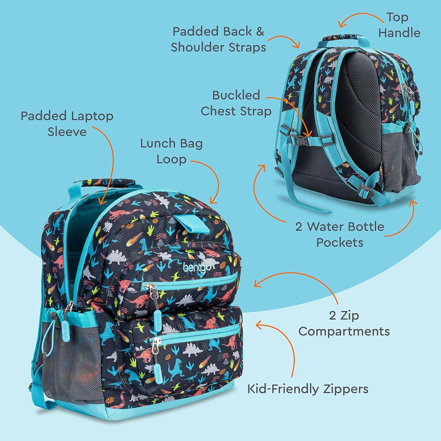 imageBentgo Kids Backpack Whimsy ampamp Wonder Collection  Lightweight 14 for School Travel ampamp Daycare  Ideal for Kids 4 Durable ampamp WaterResistant Roomy Interior Loop for Lunch Bag Checker GradientDinosaur