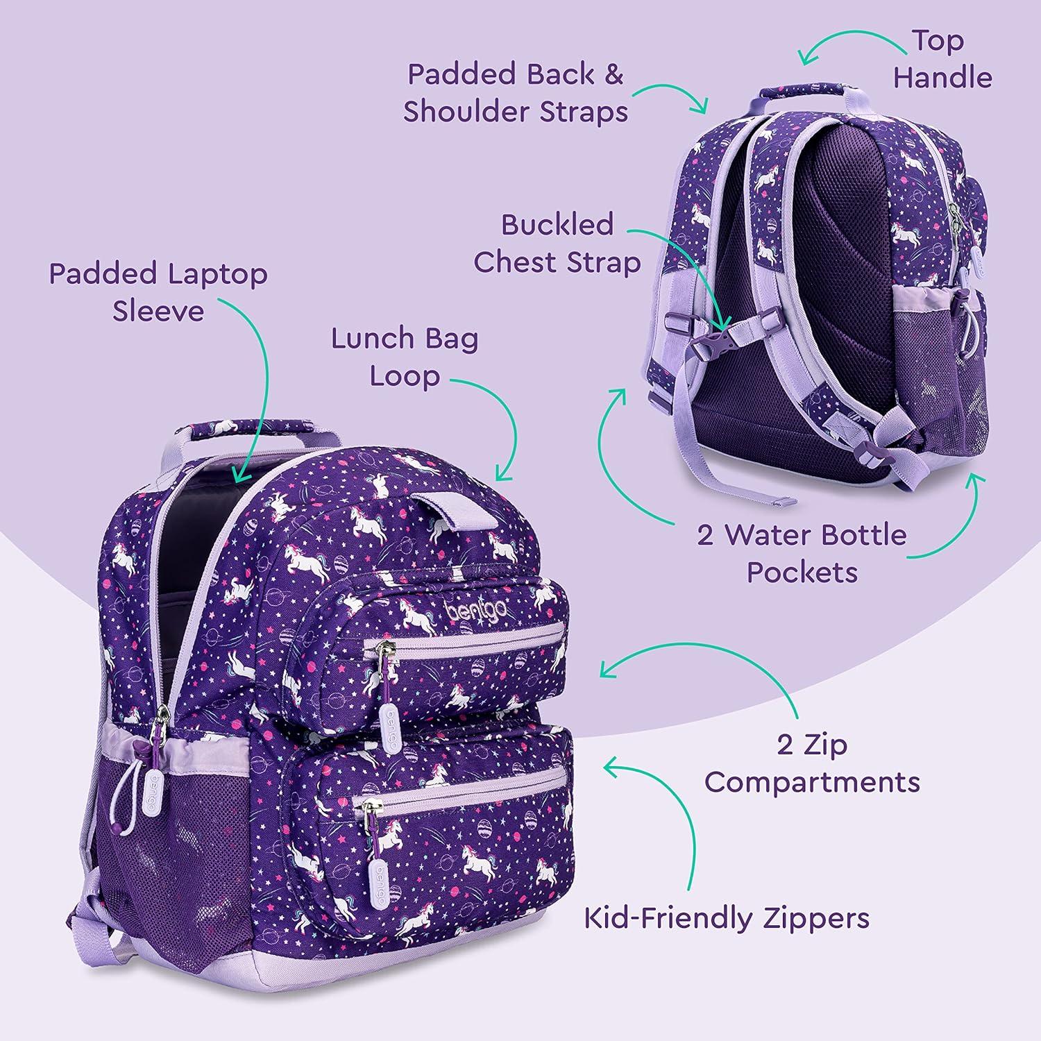imageBentgo Kids Backpack Whimsy ampamp Wonder Collection  Lightweight 14 for School Travel ampamp Daycare  Ideal for Kids 4 Durable ampamp WaterResistant Roomy Interior Loop for Lunch Bag Checker GradientUnicorn