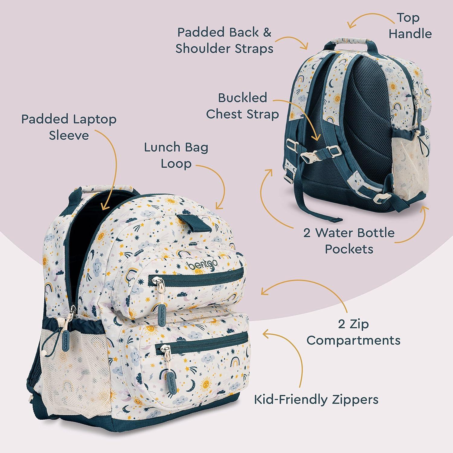 imageBentgo Kids Backpack Whimsy ampamp Wonder Collection  Lightweight 14 for School Travel ampamp Daycare  Ideal for Kids 4 Durable ampamp WaterResistant Roomy Interior Loop for Lunch Bag Checker GradientFriendly Skies