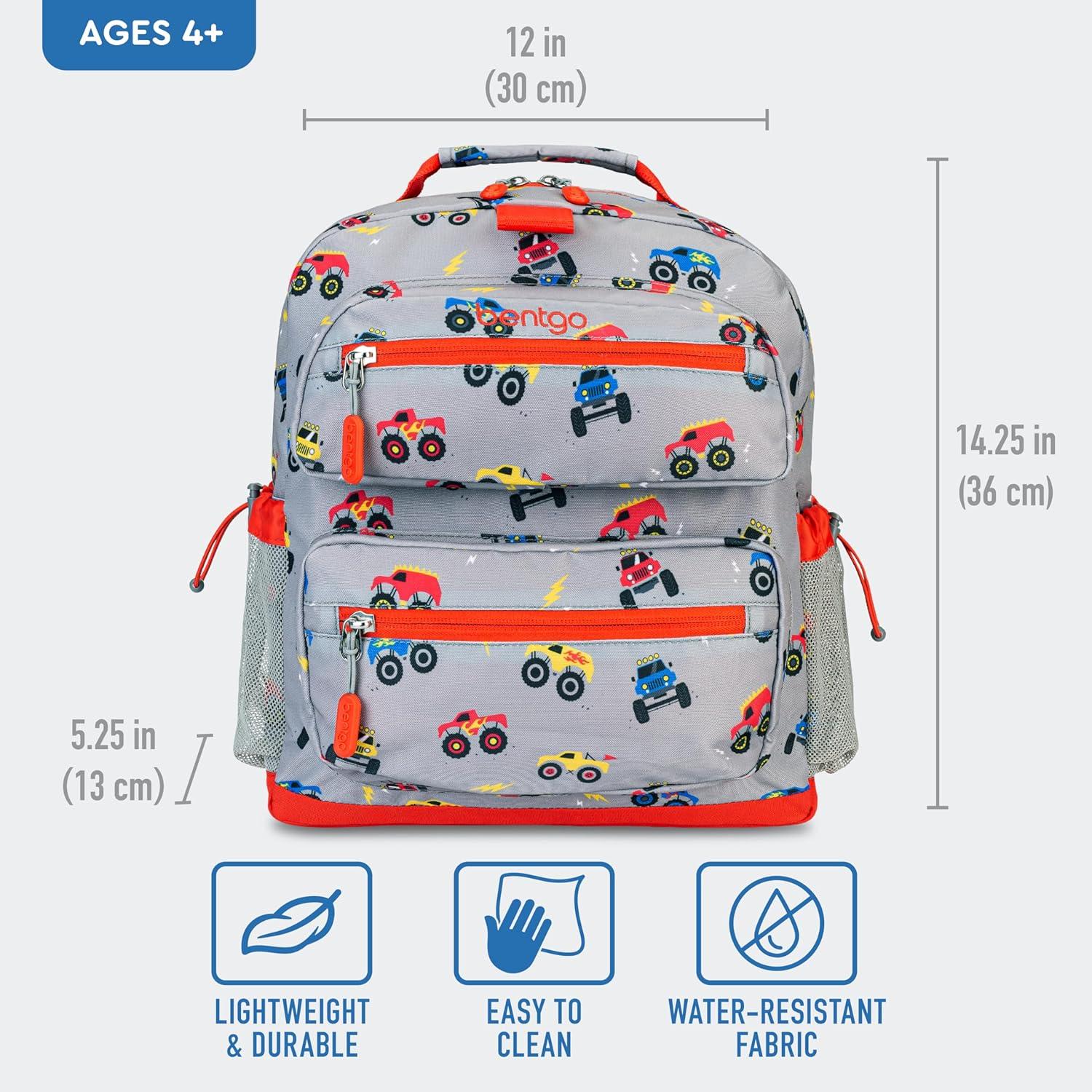 imageBentgo Kids Backpack Whimsy ampamp Wonder Collection  Lightweight 14 for School Travel ampamp Daycare  Ideal for Kids 4 Durable ampamp WaterResistant Roomy Interior Loop for Lunch Bag Checker GradientTrucks