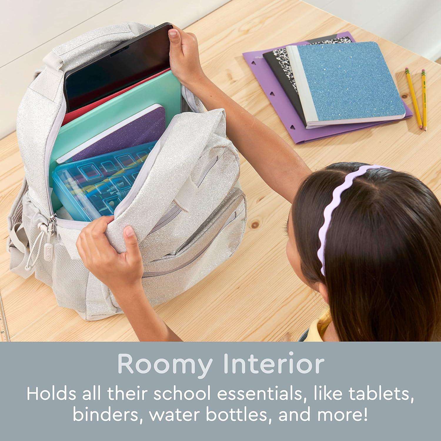 imageBentgo Kids Backpack Whimsy ampamp Wonder Collection  Lightweight 14 for School Travel ampamp Daycare  Ideal for Kids 4 Durable ampamp WaterResistant Roomy Interior Loop for Lunch Bag Checker GradientGlitter Edition  Silver