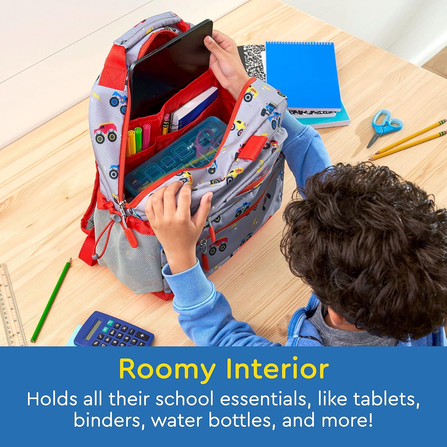 imageBentgo Kids Backpack Whimsy ampamp Wonder Collection  Lightweight 14 for School Travel ampamp Daycare  Ideal for Kids 4 Durable ampamp WaterResistant Roomy Interior Loop for Lunch Bag Checker GradientTrucks