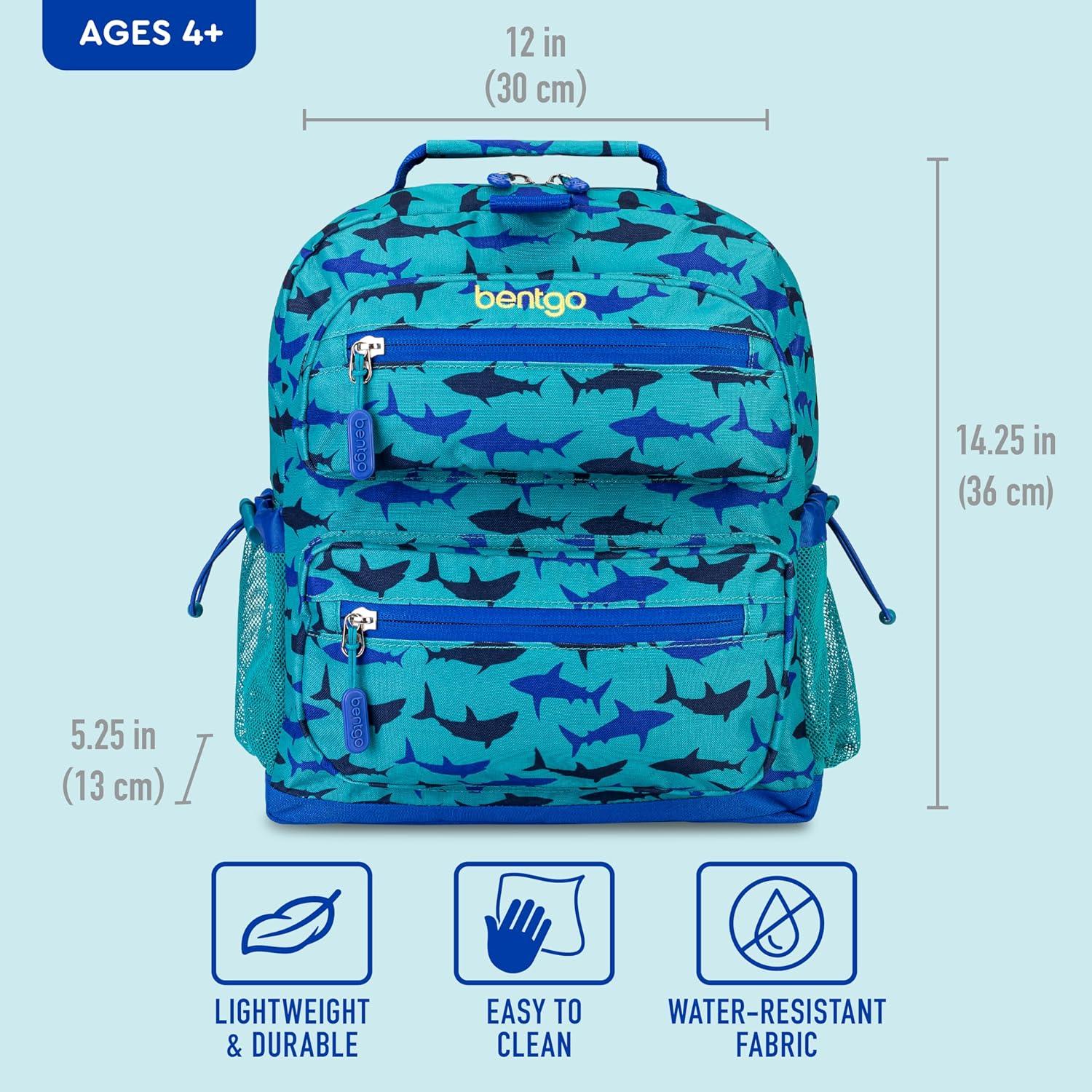 imageBentgo Kids Backpack Whimsy ampamp Wonder Collection  Lightweight 14 for School Travel ampamp Daycare  Ideal for Kids 4 Durable ampamp WaterResistant Roomy Interior Loop for Lunch Bag Checker GradientShark