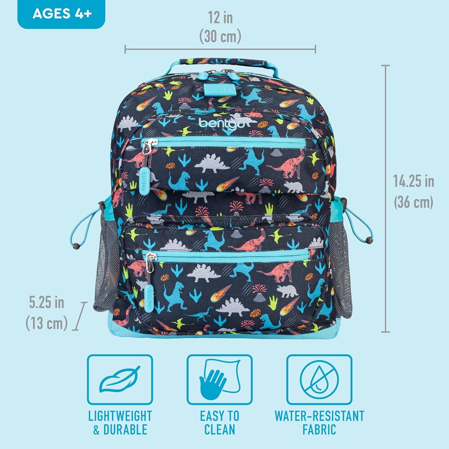 imageBentgo Kids Backpack Whimsy ampamp Wonder Collection  Lightweight 14 for School Travel ampamp Daycare  Ideal for Kids 4 Durable ampamp WaterResistant Roomy Interior Loop for Lunch Bag Checker GradientDinosaur