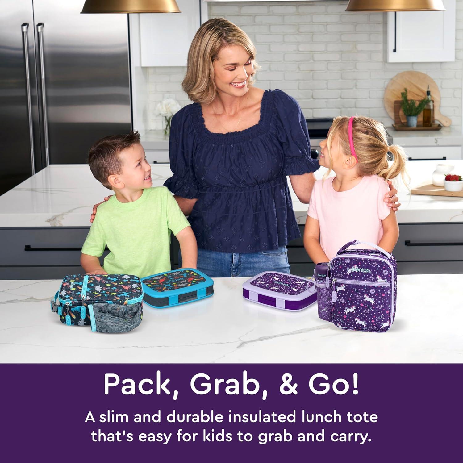 imageBentgo Kids Insulated Lunch Tote  WaterResistant Reusable Lightweight ampamp Durable Lunch Bag with Water Bottle Holder ampamp Mesh Pocket Fits Lunch Box ampamp Water Bottle  Ideal for Ages 3 RainbowUnicorn