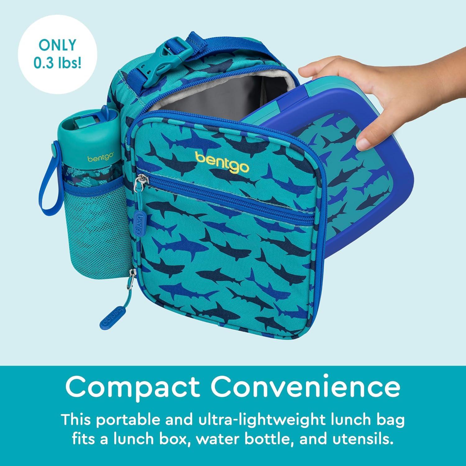 imageBentgo Kids Insulated Lunch Tote  WaterResistant Reusable Lightweight ampamp Durable Lunch Bag with Water Bottle Holder ampamp Mesh Pocket Fits Lunch Box ampamp Water Bottle  Ideal for Ages 3 RainbowSharks