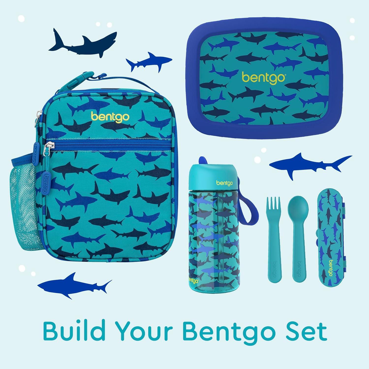 imageBentgo Kids Insulated Lunch Tote  WaterResistant Reusable Lightweight ampamp Durable Lunch Bag with Water Bottle Holder ampamp Mesh Pocket Fits Lunch Box ampamp Water Bottle  Ideal for Ages 3 RainbowSharks