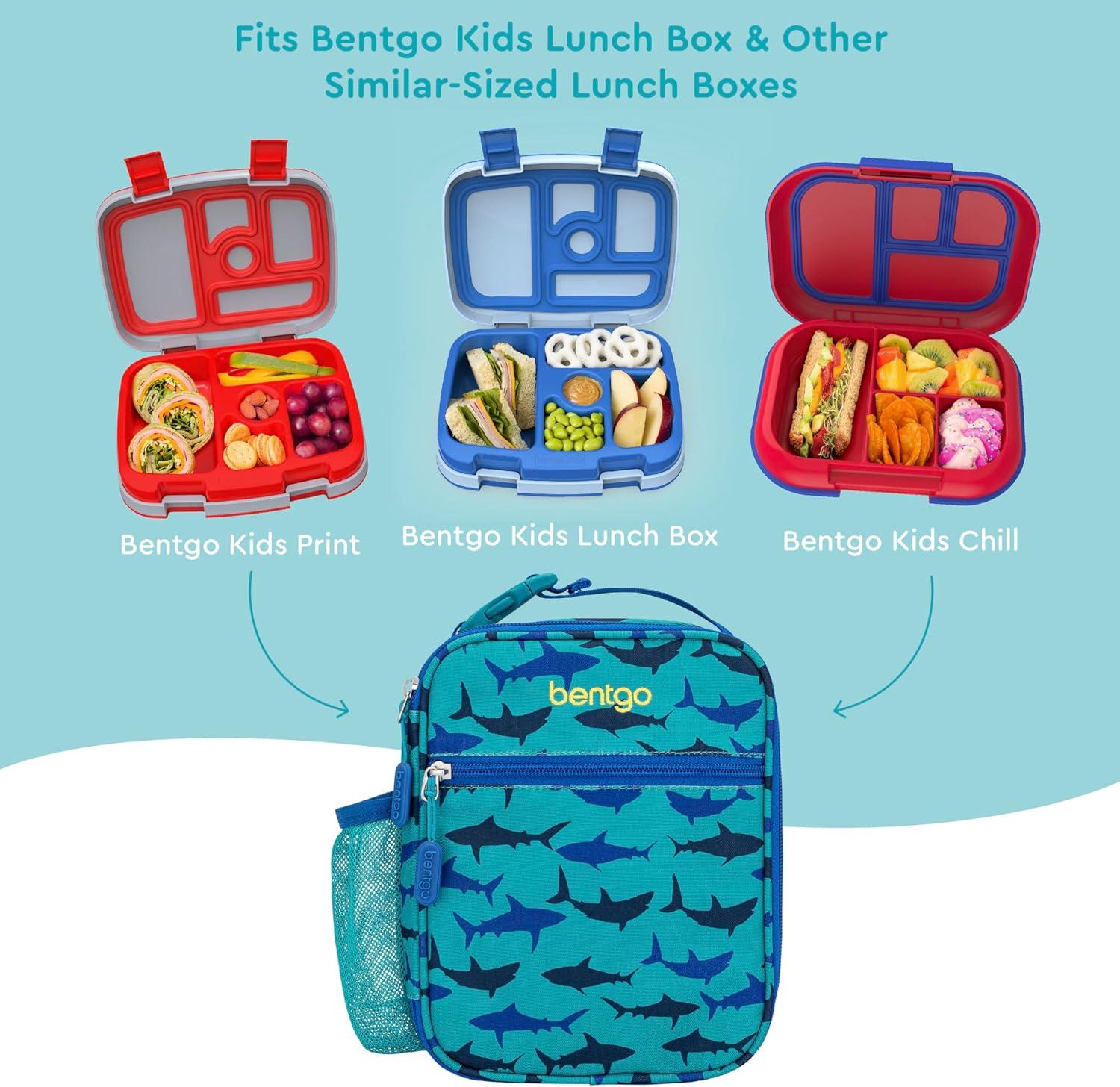 imageBentgo Kids Insulated Lunch Tote  WaterResistant Reusable Lightweight ampamp Durable Lunch Bag with Water Bottle Holder ampamp Mesh Pocket Fits Lunch Box ampamp Water Bottle  Ideal for Ages 3 RainbowSharks