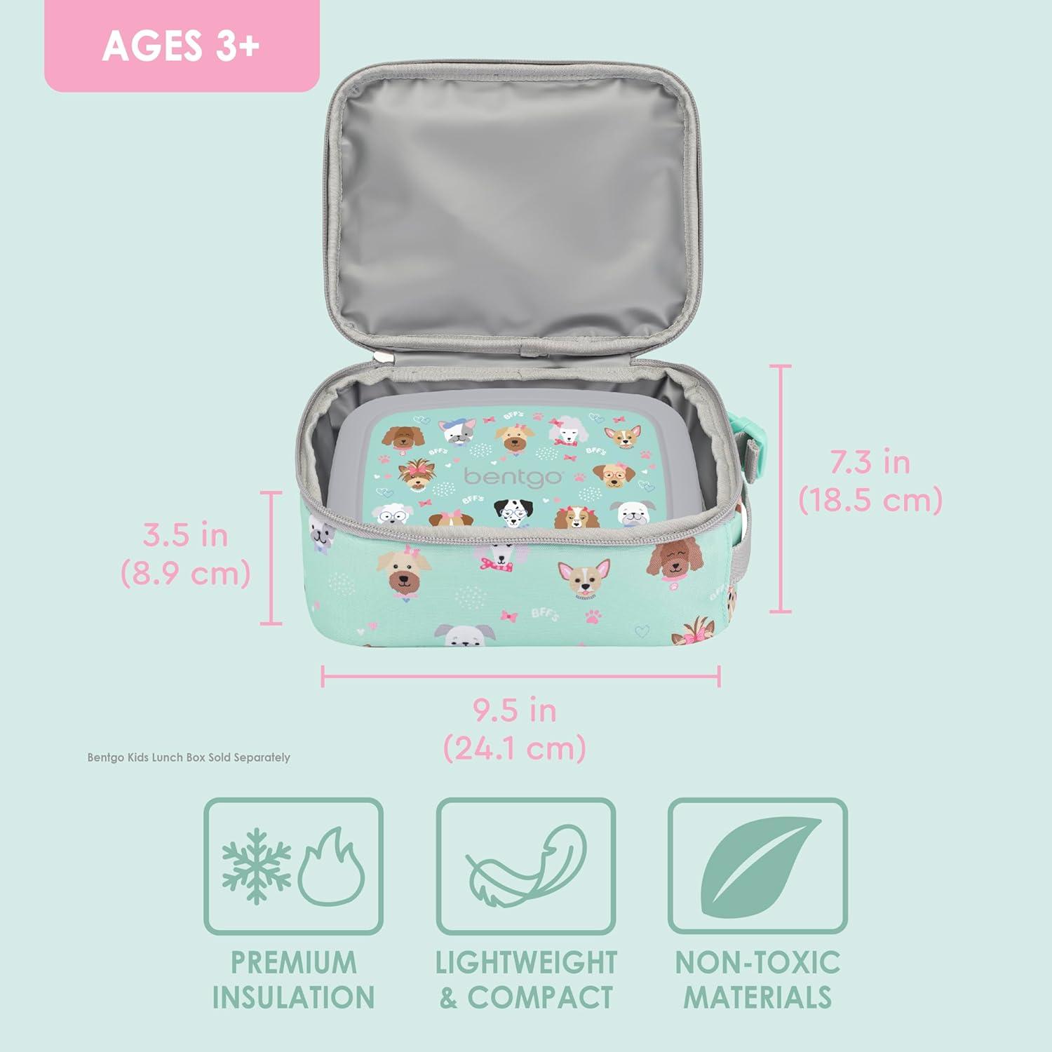 imageBentgo Kids Insulated Lunch Tote  WaterResistant Reusable Lightweight ampamp Durable Lunch Bag with Water Bottle Holder ampamp Mesh Pocket Fits Lunch Box ampamp Water Bottle  Ideal for Ages 3 RainbowPuppy