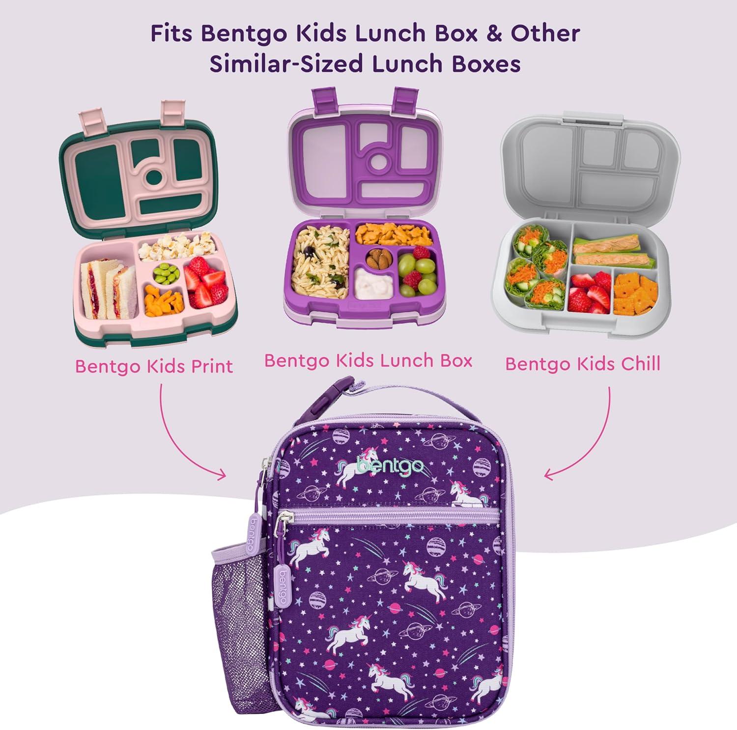 imageBentgo Kids Insulated Lunch Tote  WaterResistant Reusable Lightweight ampamp Durable Lunch Bag with Water Bottle Holder ampamp Mesh Pocket Fits Lunch Box ampamp Water Bottle  Ideal for Ages 3 RainbowUnicorn