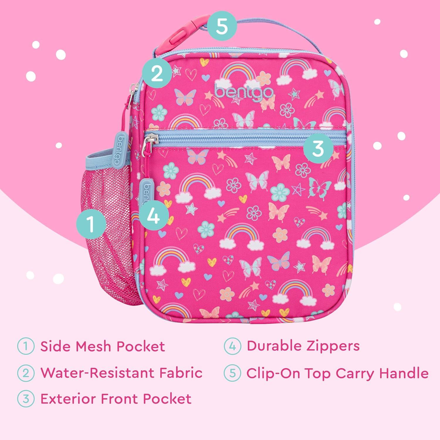 imageBentgo Kids Insulated Lunch Tote  WaterResistant Reusable Lightweight ampamp Durable Lunch Bag with Water Bottle Holder ampamp Mesh Pocket Fits Lunch Box ampamp Water Bottle  Ideal for Ages 3 RainbowRainbow