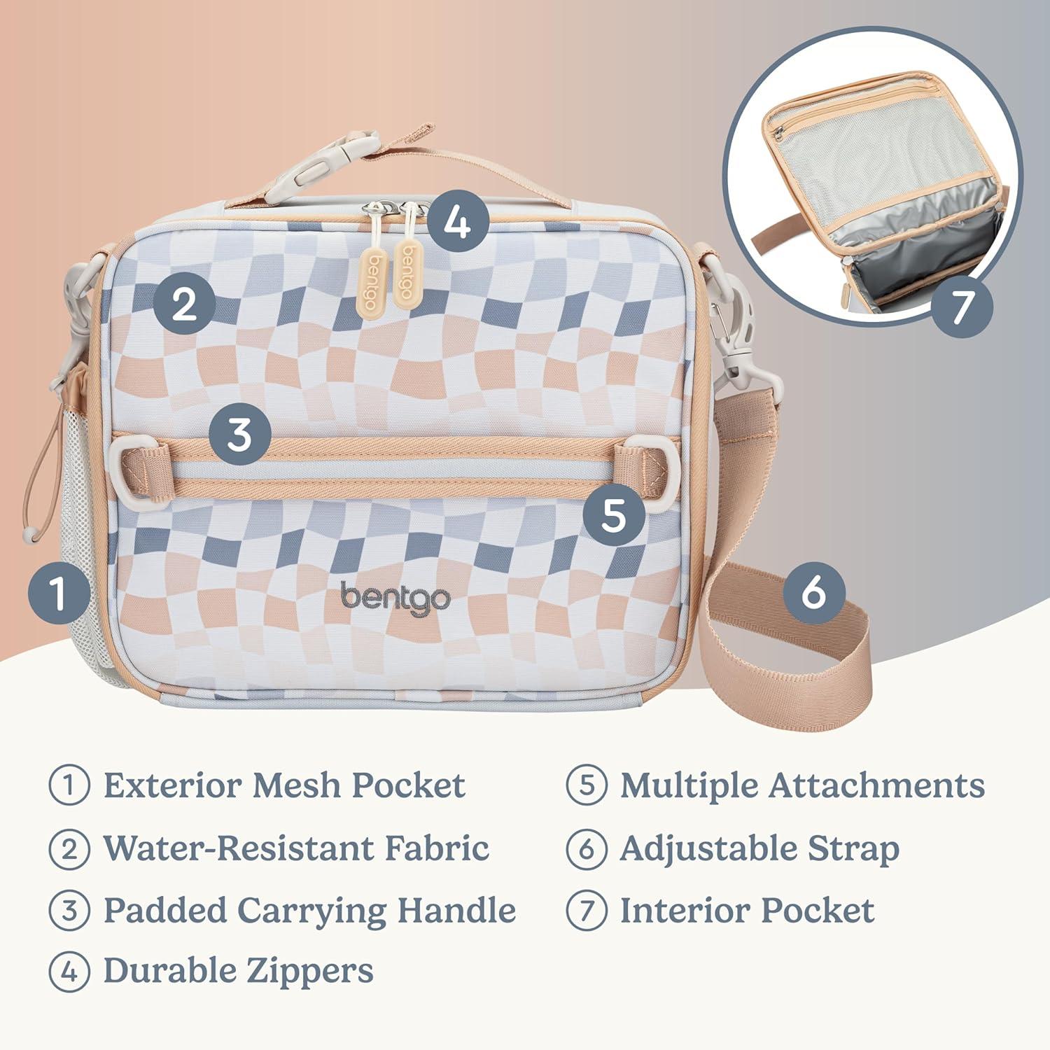 imageBentgo Kids Lunch Bag Whimsy ampamp Wonder Collection  Durable DoubleInsulated Lunch Bag for Kids 3 Holds Lunch BoxWater BottleSnacks WaterResistant Fabric ampamp Zip Pockets Starry SprinkleChecker Gradient