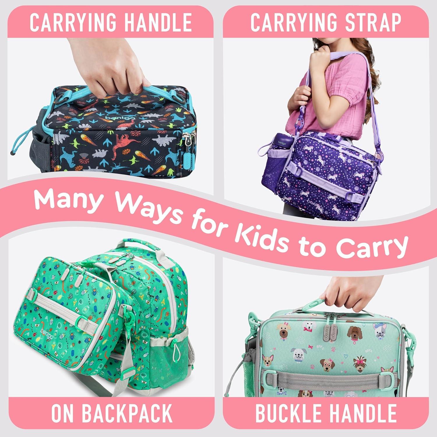 imageBentgo Kids Lunch Bag Whimsy ampamp Wonder Collection  Durable DoubleInsulated Lunch Bag for Kids 3 Holds Lunch BoxWater BottleSnacks WaterResistant Fabric ampamp Zip Pockets Starry SprinklePuppy Love