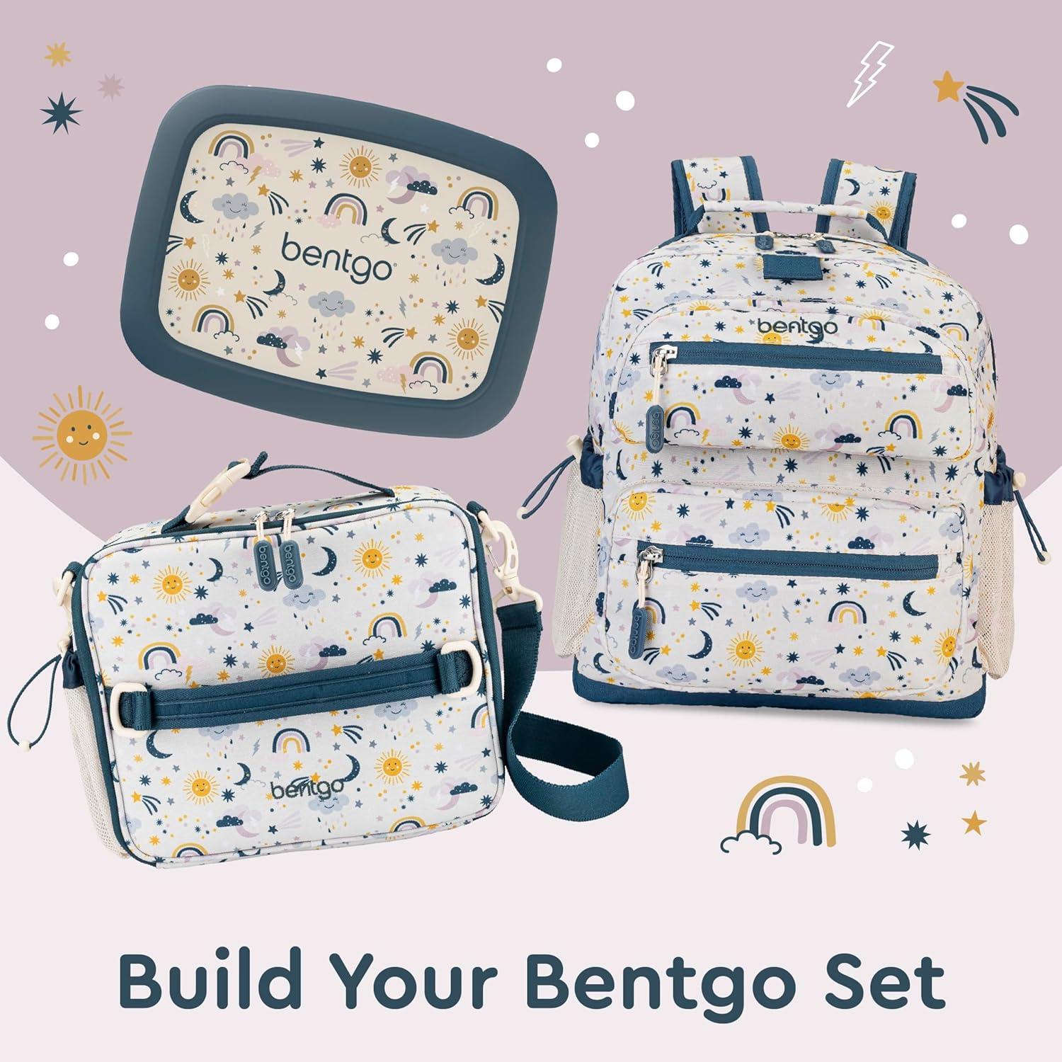 imageBentgo Kids Lunch Bag Whimsy ampamp Wonder Collection  Durable DoubleInsulated Lunch Bag for Kids 3 Holds Lunch BoxWater BottleSnacks WaterResistant Fabric ampamp Zip Pockets Starry SprinkleFriendly Skies